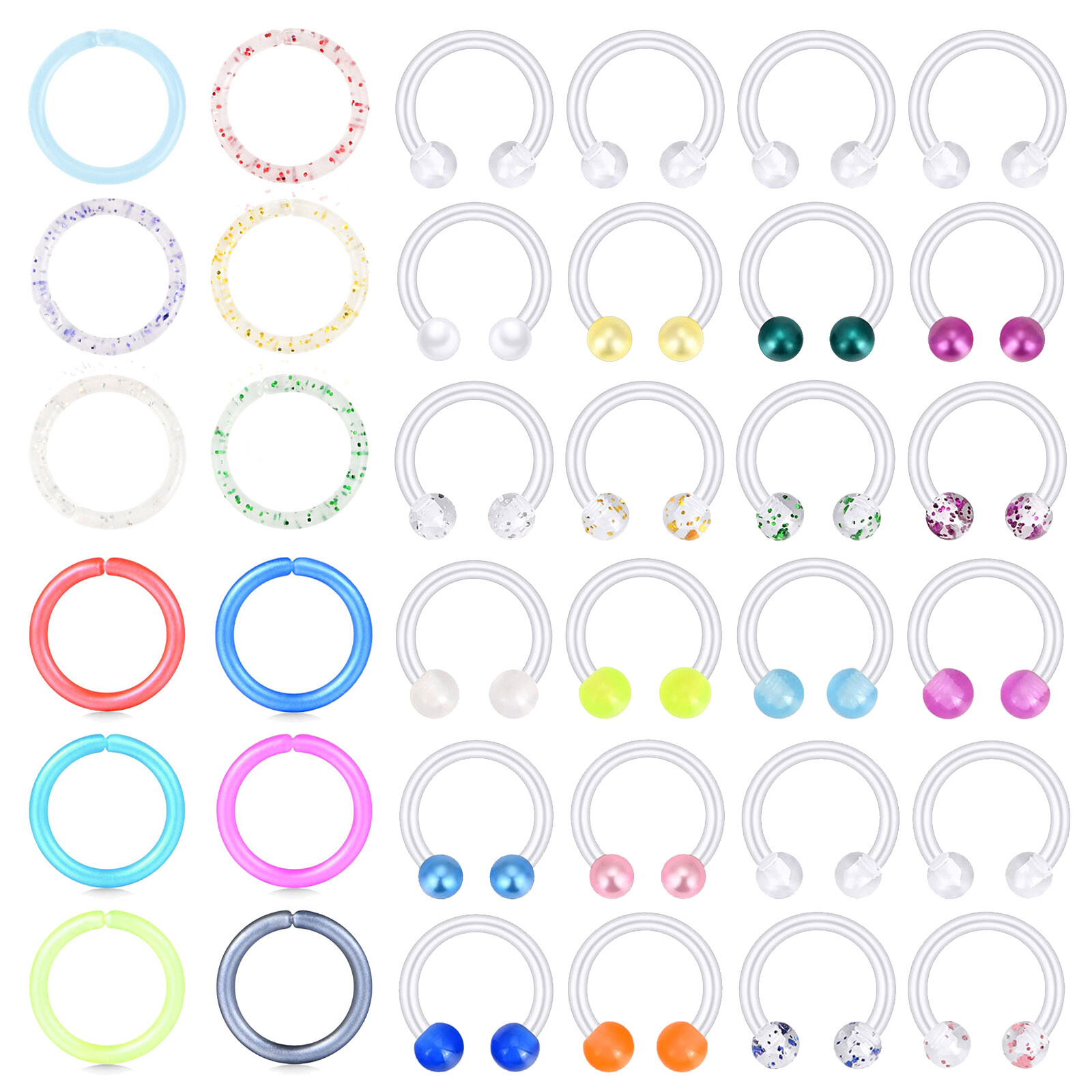 Piercing Kit Bioflex Nose Hoop Ring Lip Tongue Tragus Cartilage Studs 16G 20G