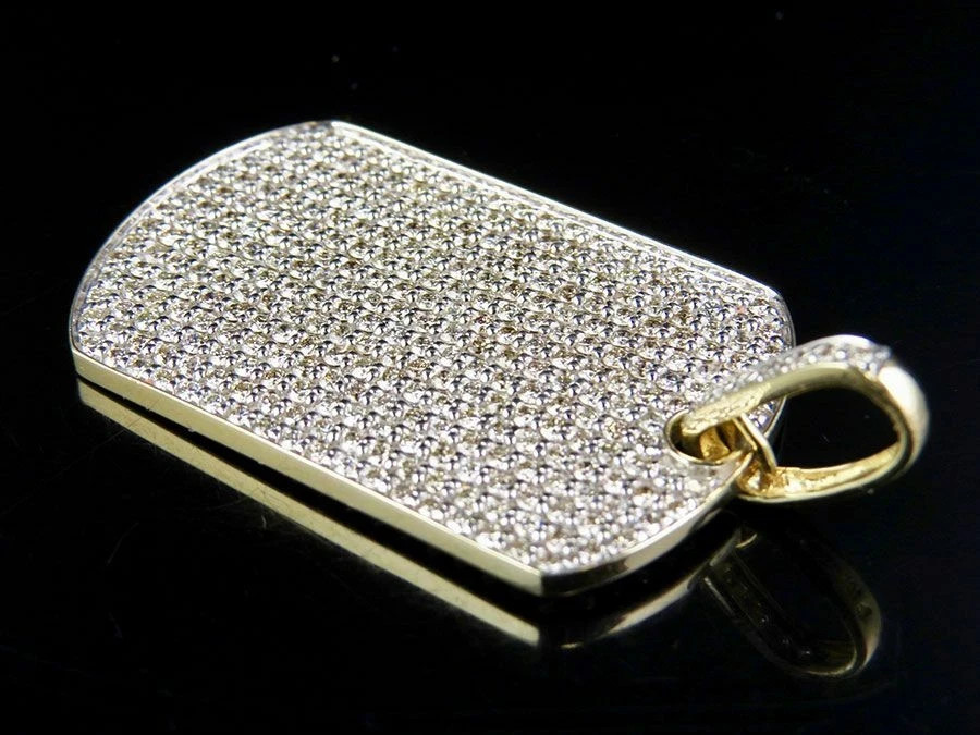 4 Ct Round Cut Real VVS1 Moissanite Men’s Dog Tag Pendant 14k Yellow Gold Plated