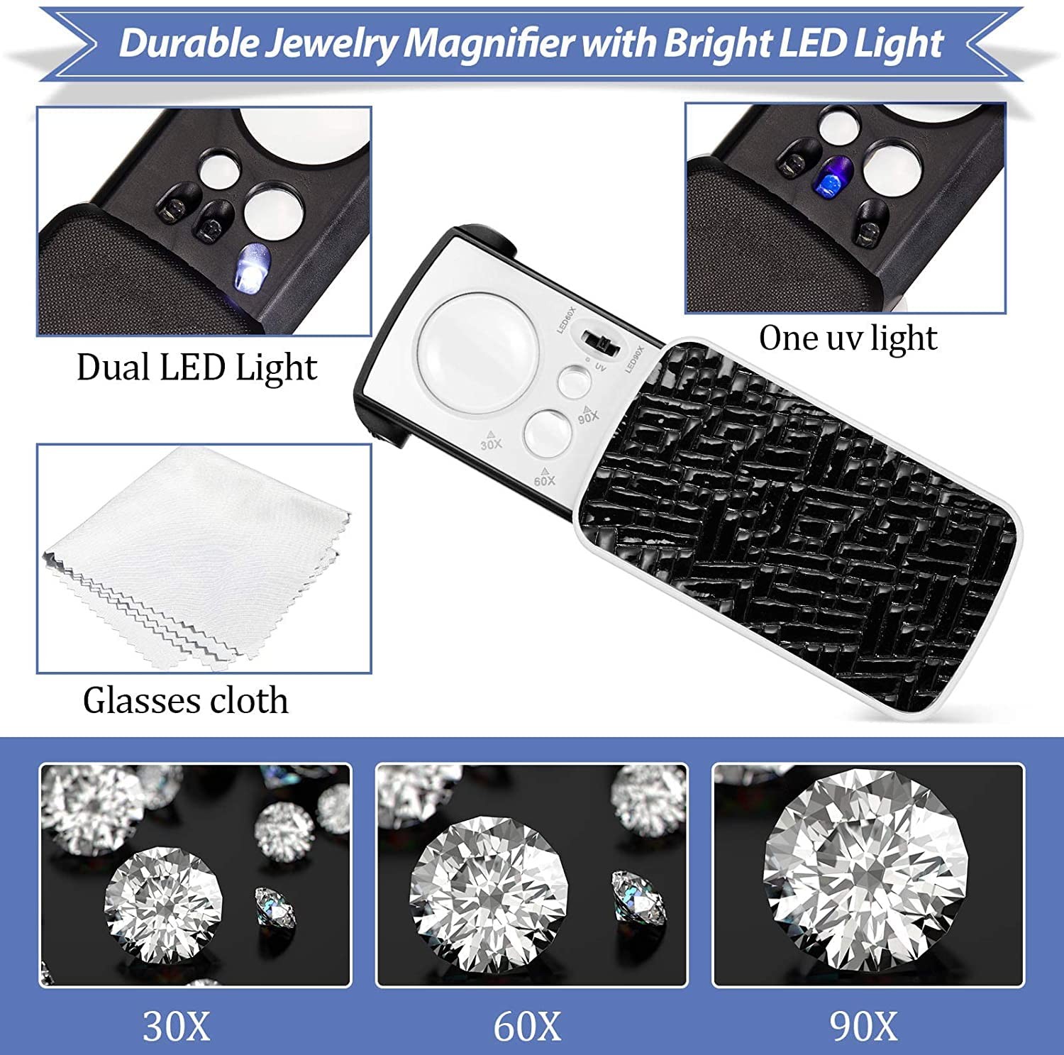 Diamond Tester + 200g/0.01g Jewelry Scale＋30X Mini LED Magnifying, Powered by…