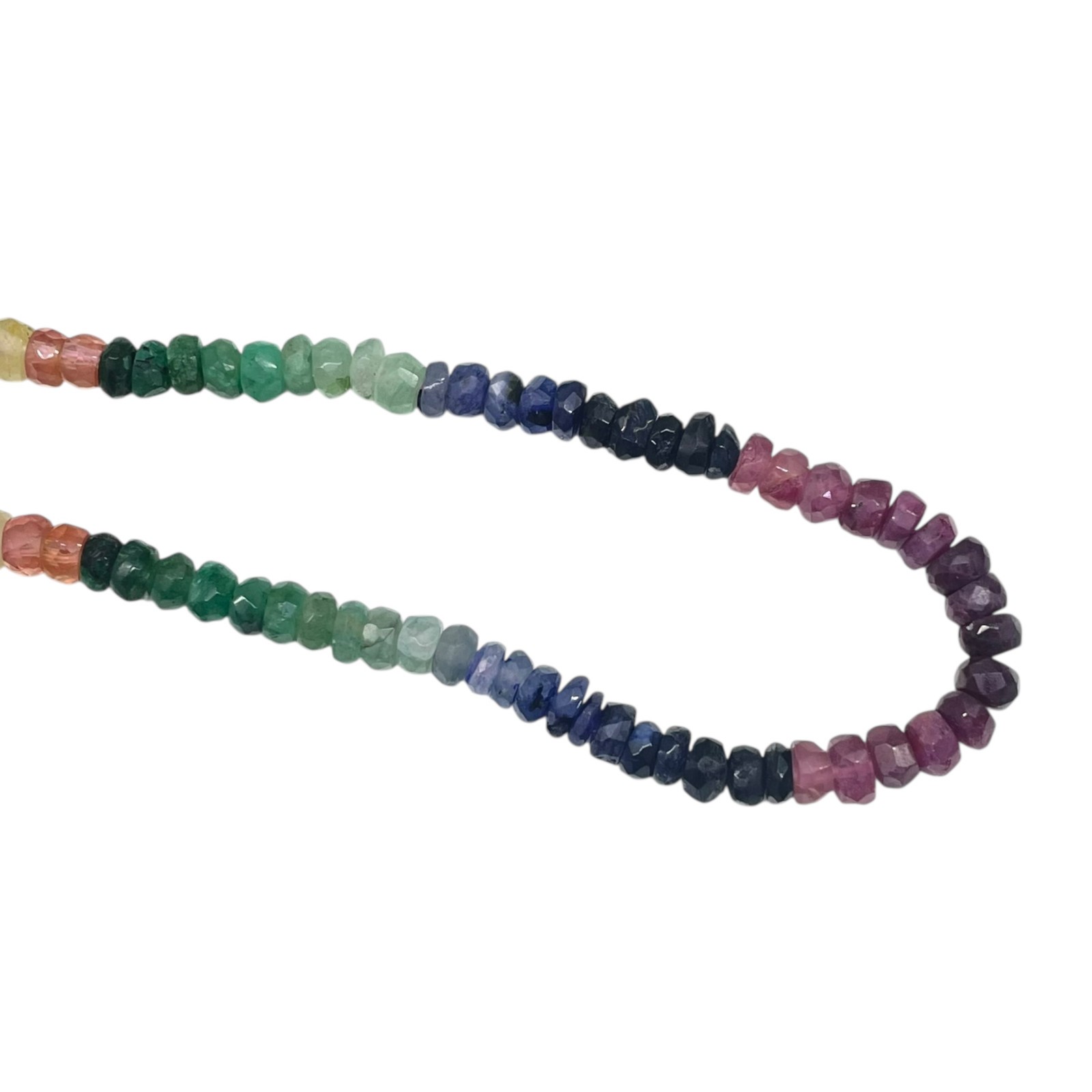 Single Strand Natural Multi Sapphire Necklace Faceted Beads 925 Clasp 18 Inch