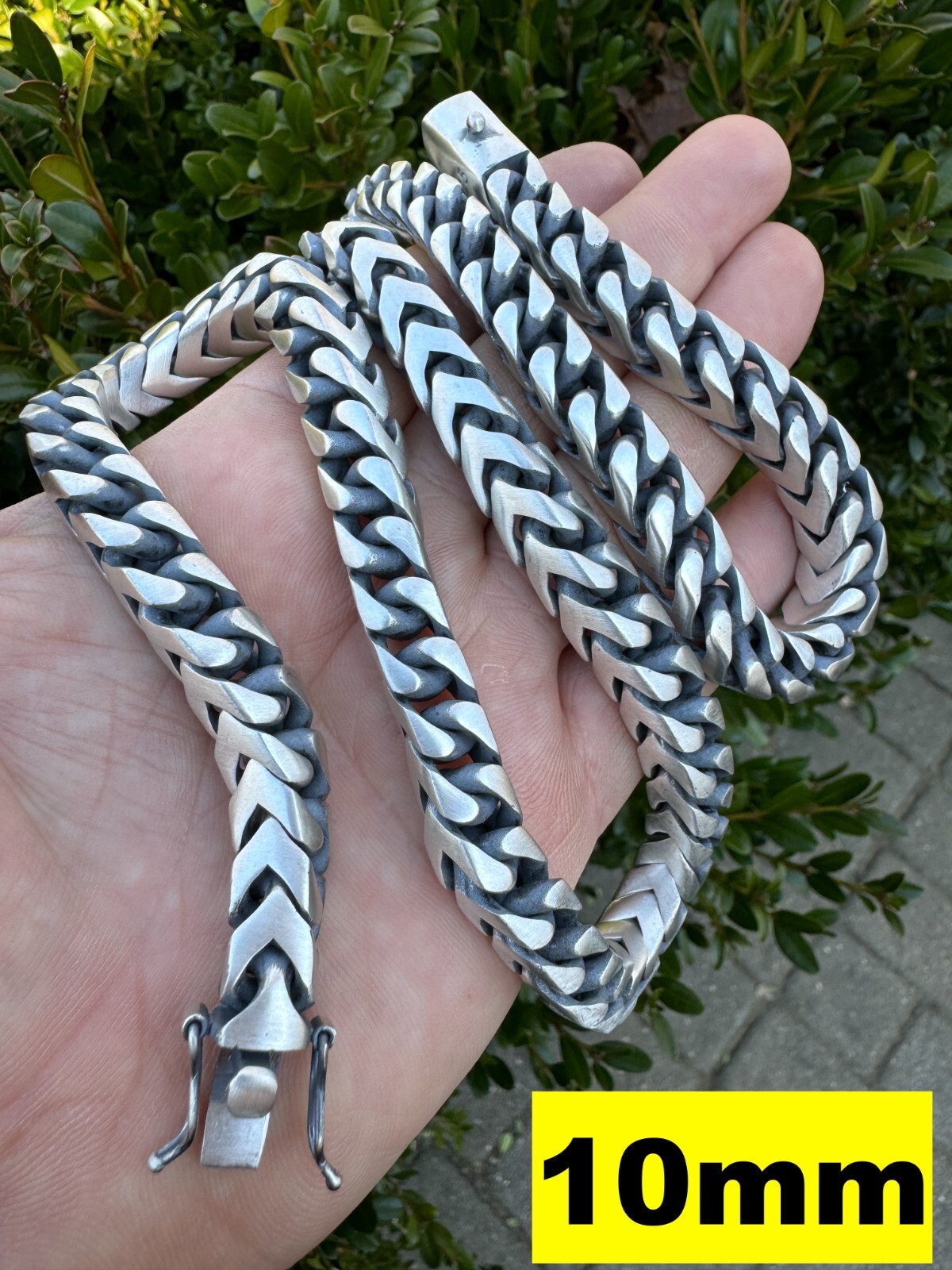 Handmade Franco Chain Necklace Oxidized Real 925 Sterling Silver Box Lock 4-10mm