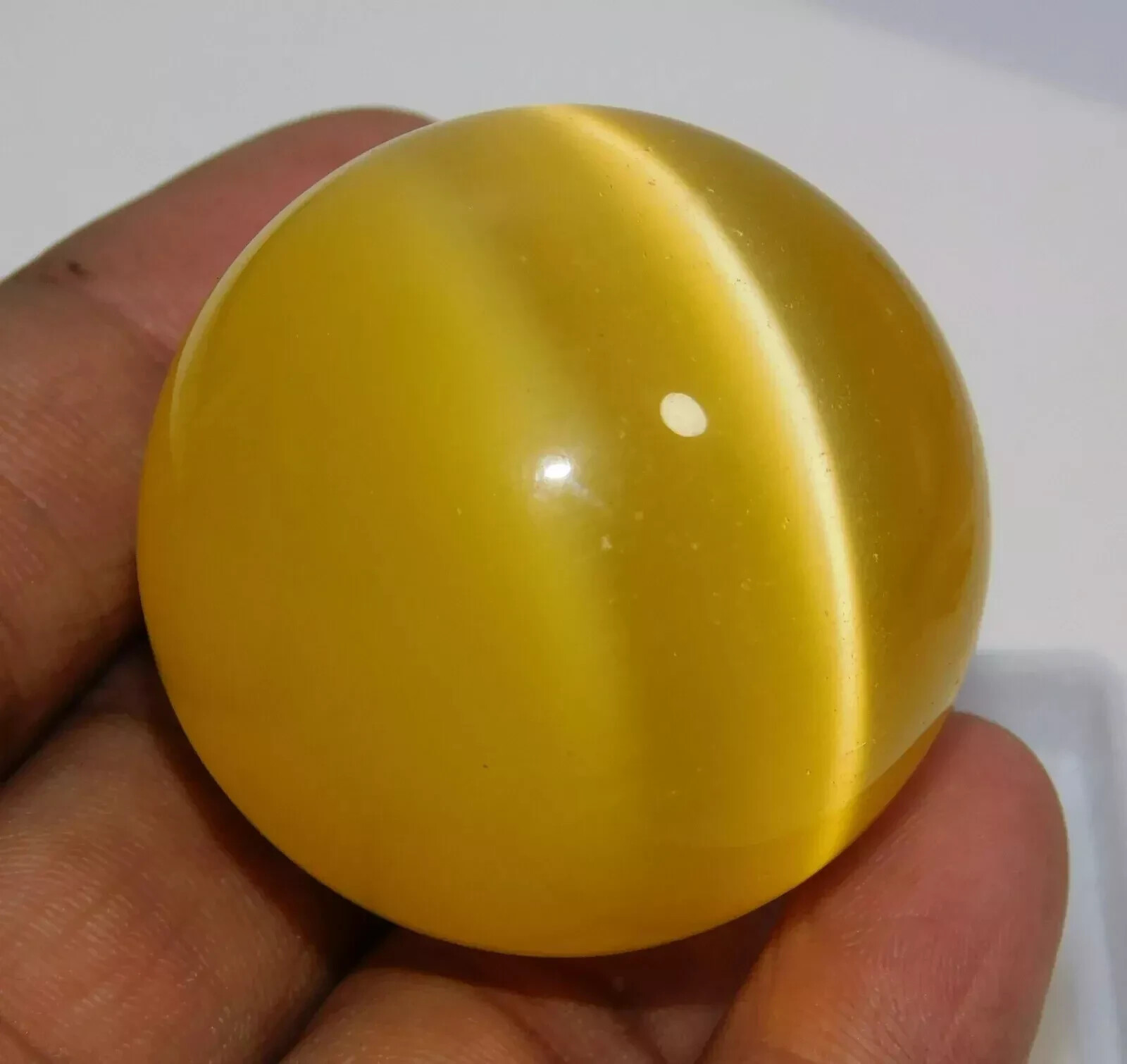 Chrysoberyl 418 Ct Natural Yellow Cats Eye Ball Cut Loose Certified Gemstone