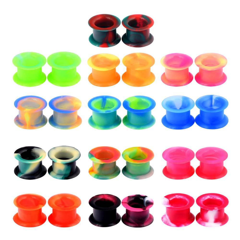 1 Pair Flexible Silicone Skin Tunnels Plugs Ear Gauges Earskin Earlets 6mm-25mm