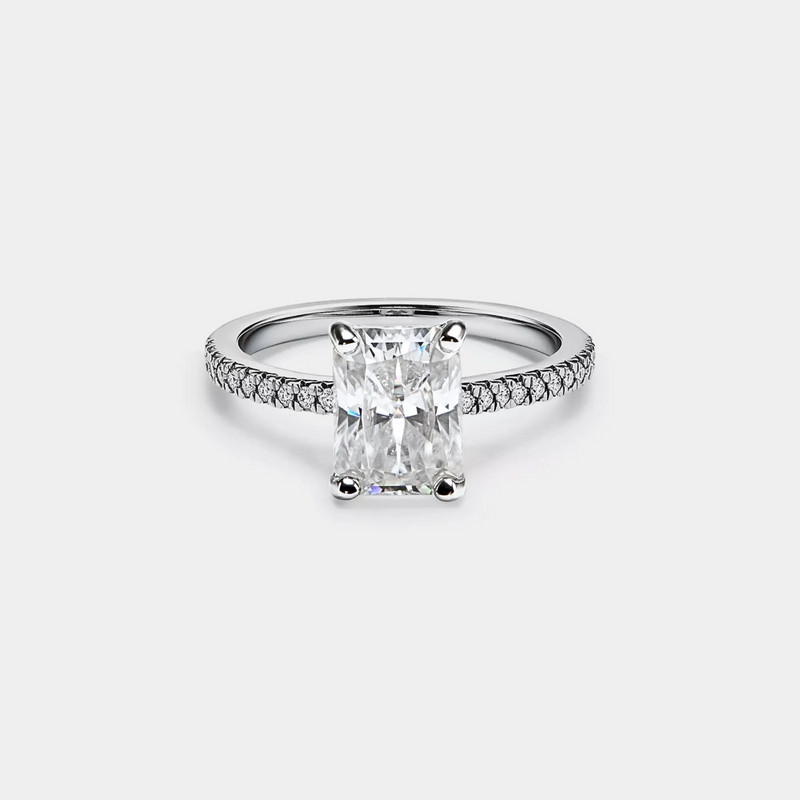 Princess Emerald Cut Moissanite Ring in 925 Sterling Silver