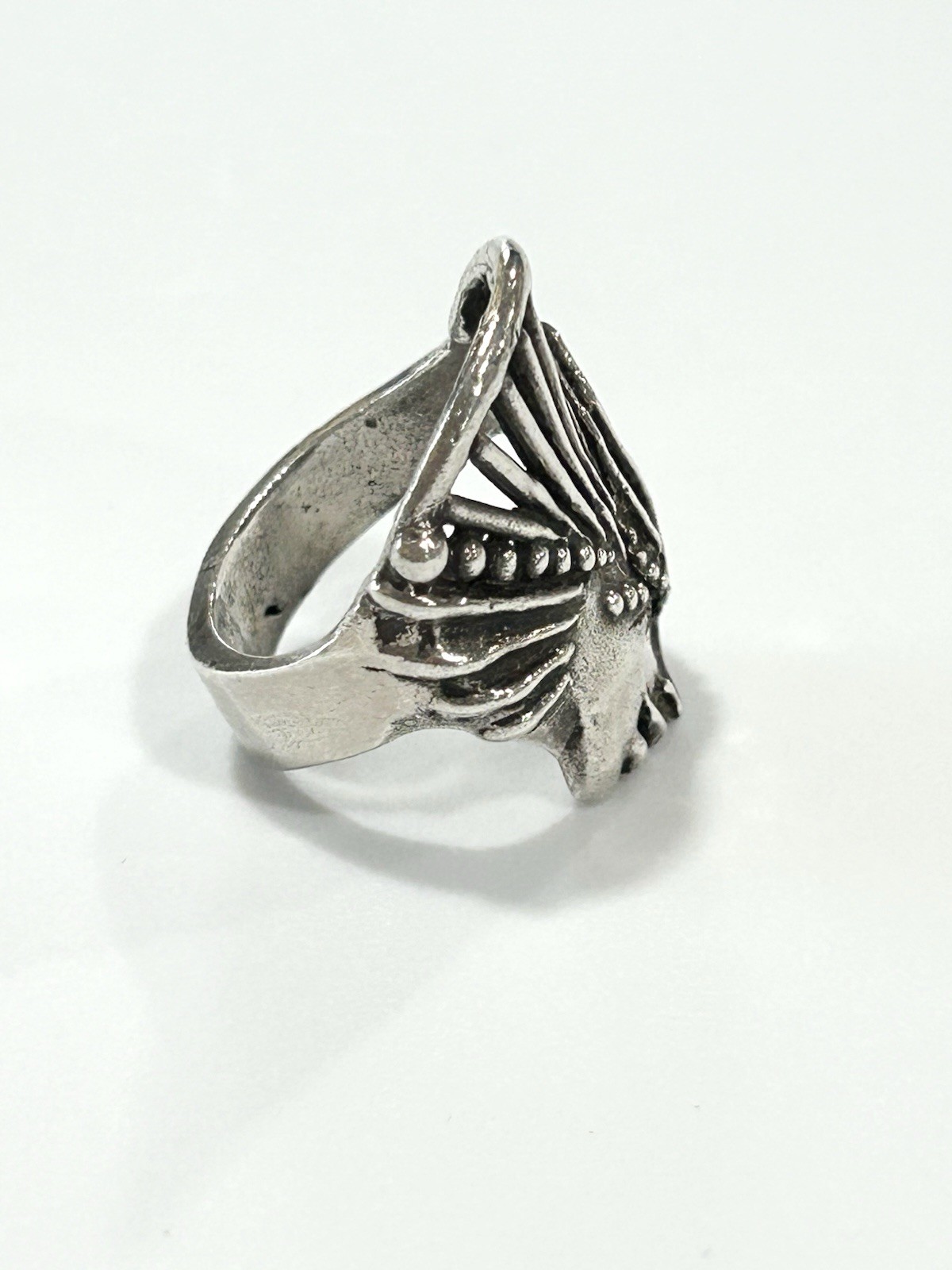 JANE VOORHEES Artist Sterling Silver Face Design Ring Size 6.5
