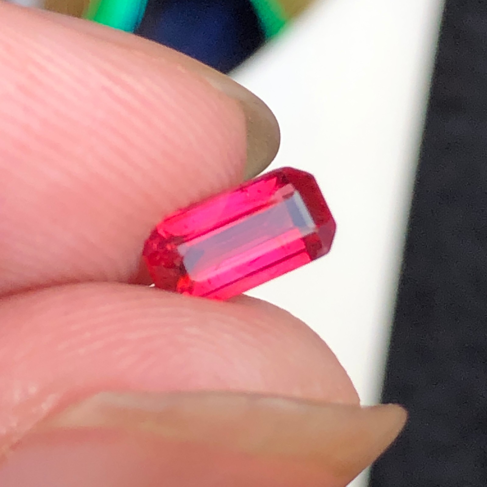 0.57 Carat Natural Emerald Cut Pinkish Red Spinel Loose Gemstone From Burma