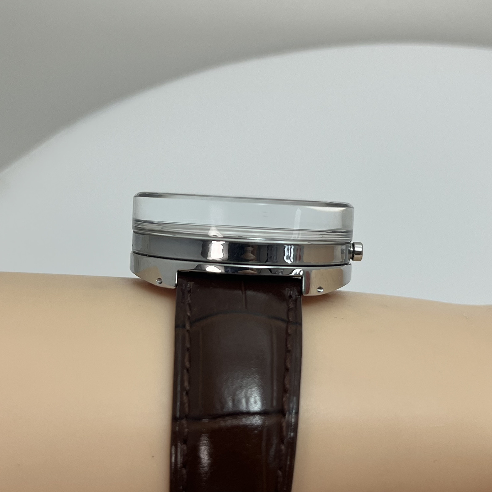 Seiko Issey Miyake Glass Watch NYAH001 TOKUJIN YOSHIOKA Qz Leather w/Box #B888
