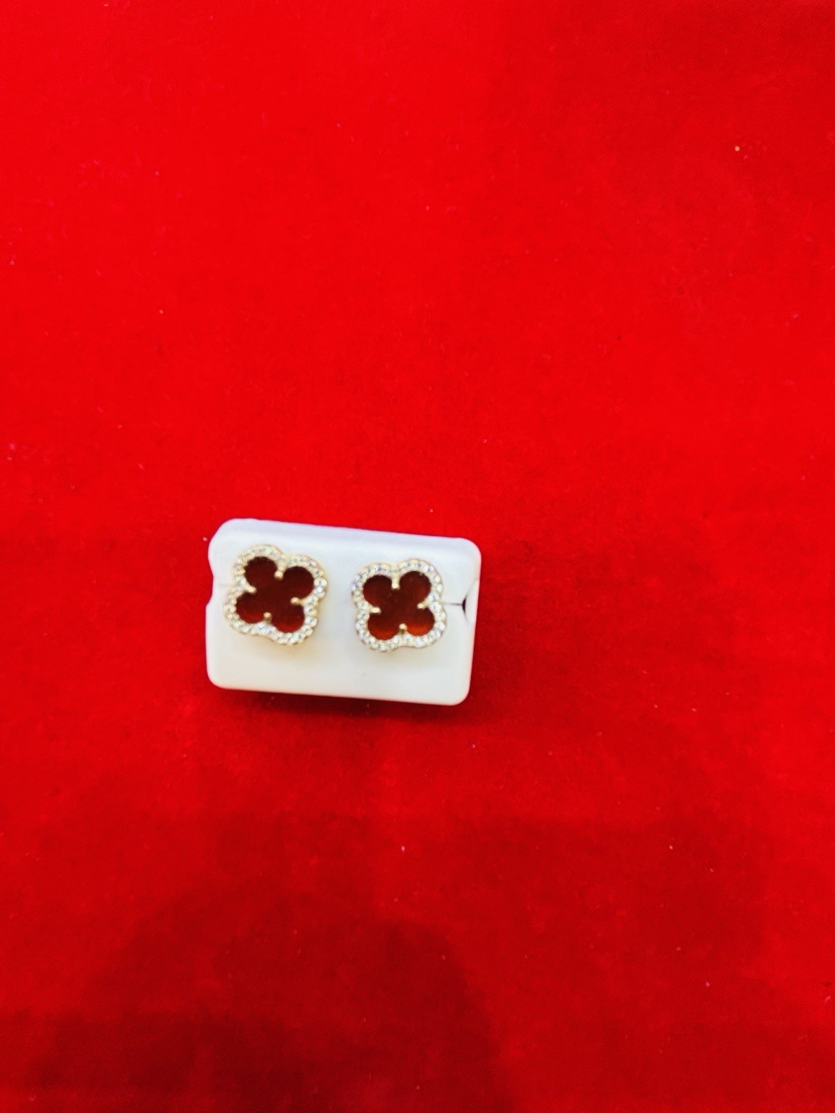 925 Sterling Silver Gold Tone Square Moissanite Pavé Stud Earrings Butterfly