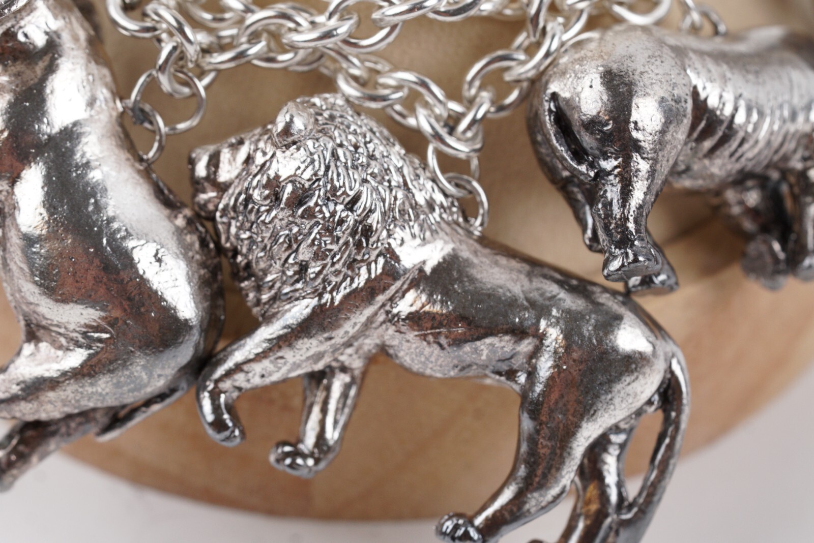 Susan Cummings Endangered Species African Animal Sterling Silver CharmBracelet