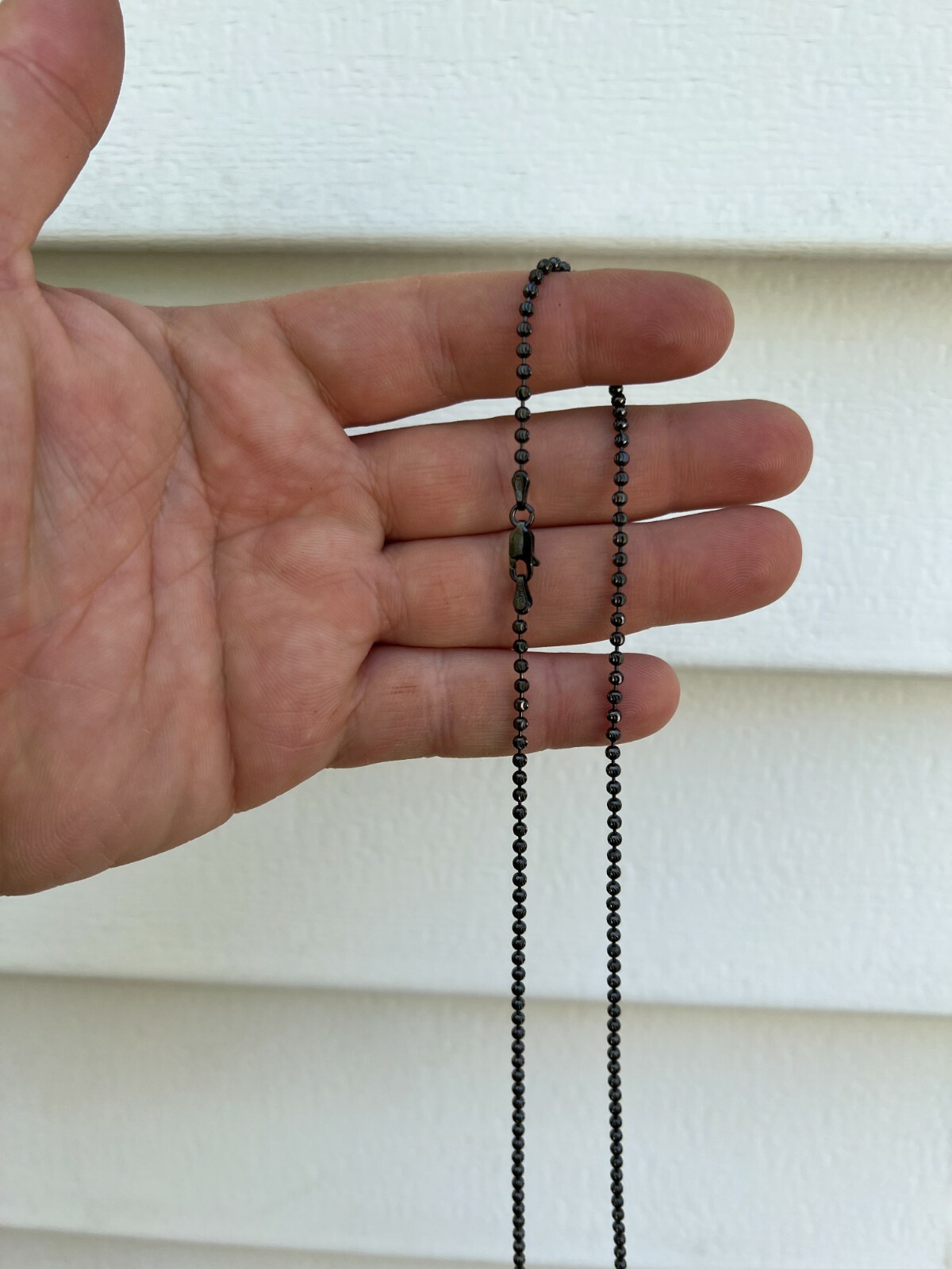 Ball Moon Bead Chain 2.5mm Necklace Black Rhodium Over Real 925 Sterling Silver