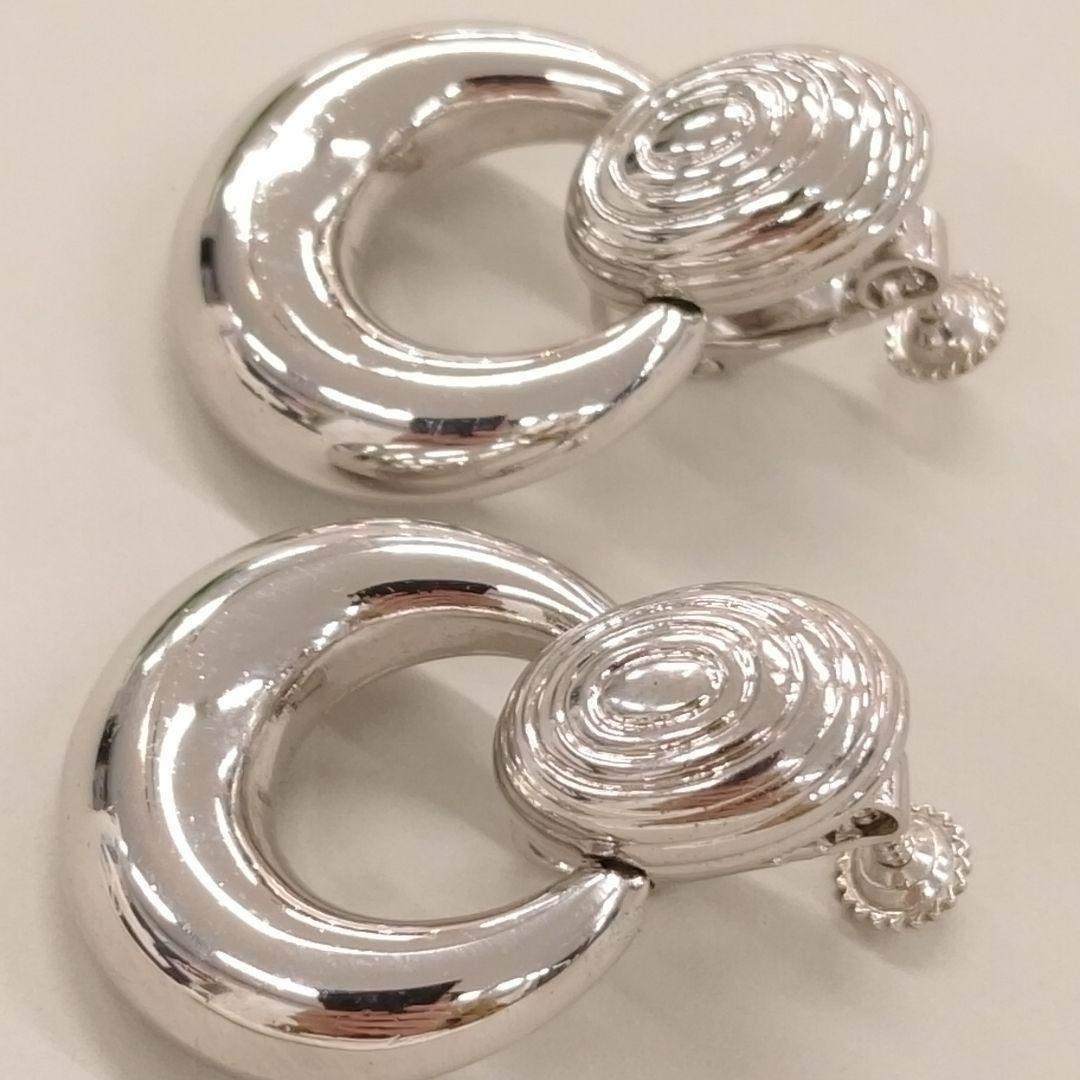 Vintage YSL Yves Saint Laurent Silver Oval Hoop Clip On Earrings Classic Jewelry