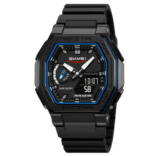 SKMEI 2438 Mens Digital Sport Watch Waterproof LED Dual Display Wristwatch