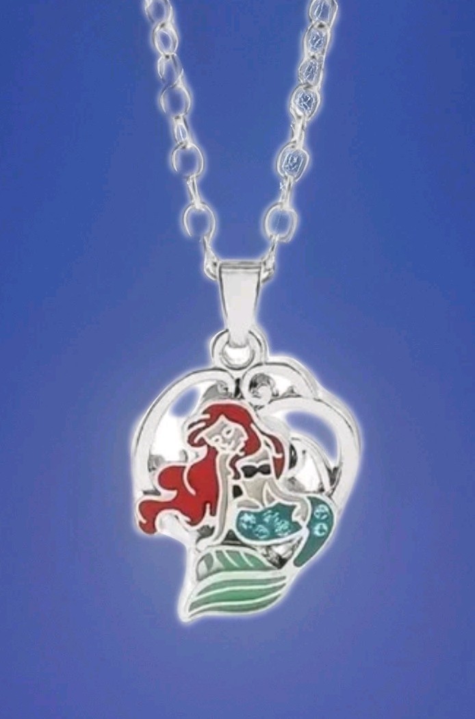 Little Mermaid Charm Bracelet And Necklace Set.Enamel Silvertone All Ages