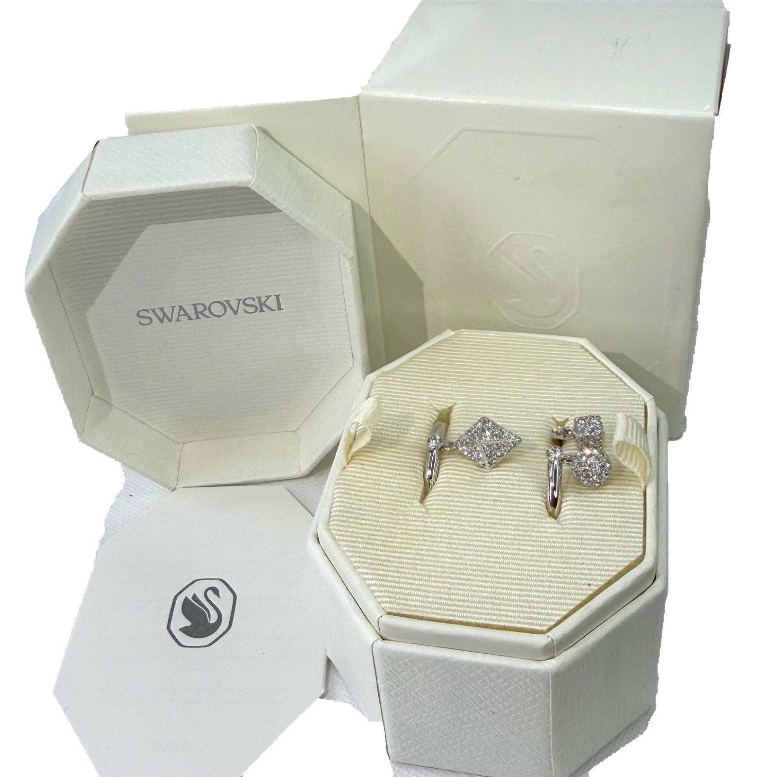 SWAROVSKI Dextera Ring Silver Rhodium Plated White Crystals Size 58 P 1/2 New