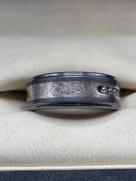 Men’s Size 8 Wedding Ring 9 Diamonds Triton Tungsten Carbide .925 Get it first