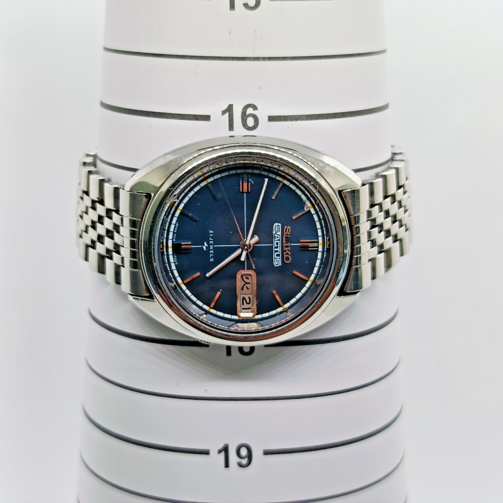 Vintage SEIKO 5 ACTUS 7019-7070 Automatic 21J Blue Dial Day Date Men’s Watch