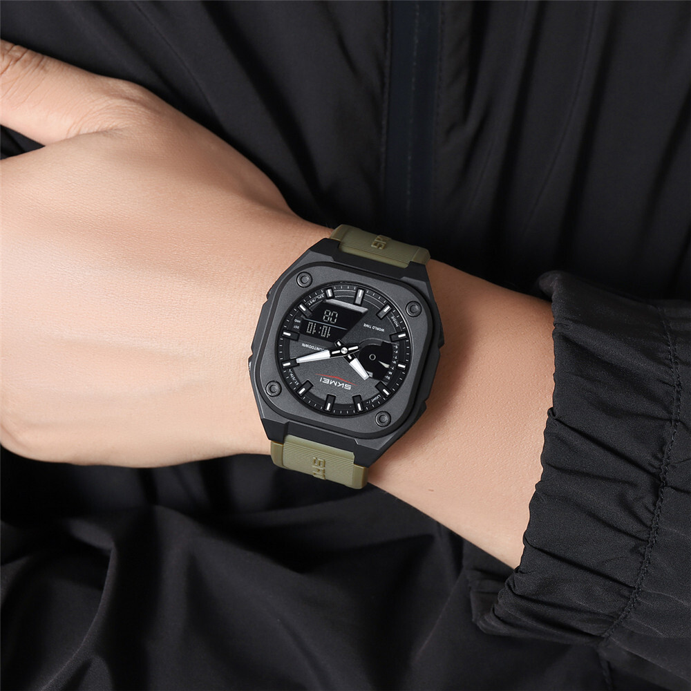 SKMEI Men Watch Fashion Dual Time Wristwatch Student Electronic Digital Watch