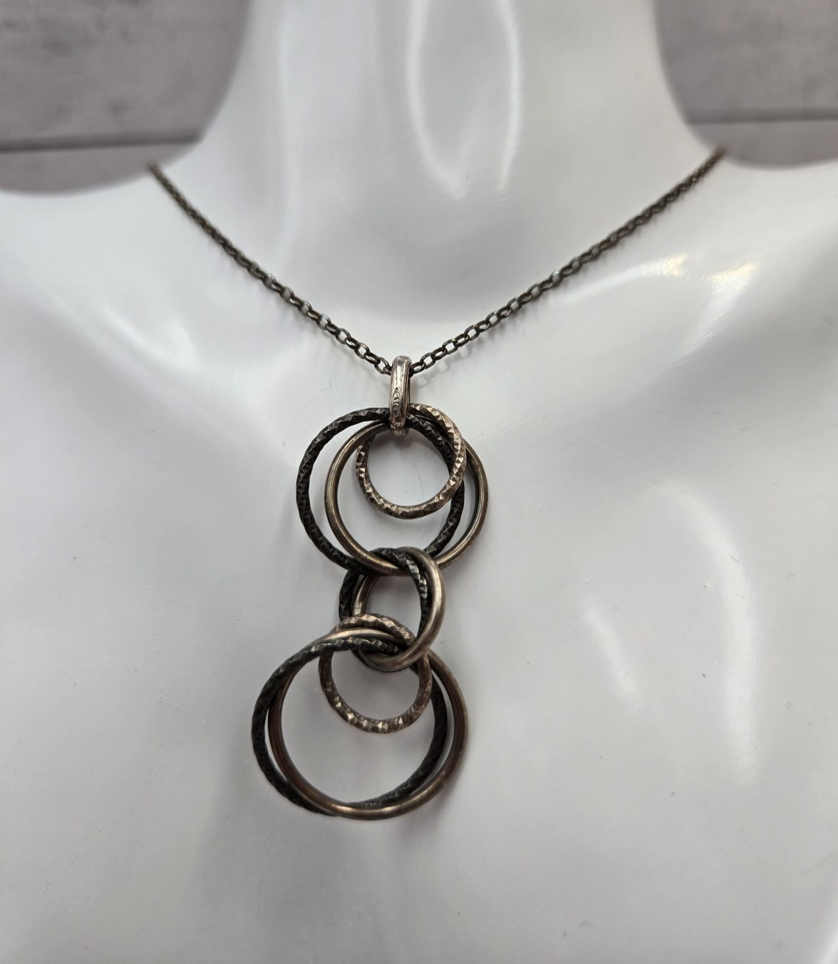 ACI 925 Sterling Silver Italy Multi-Circle Pendant Necklace & Earring Set 59