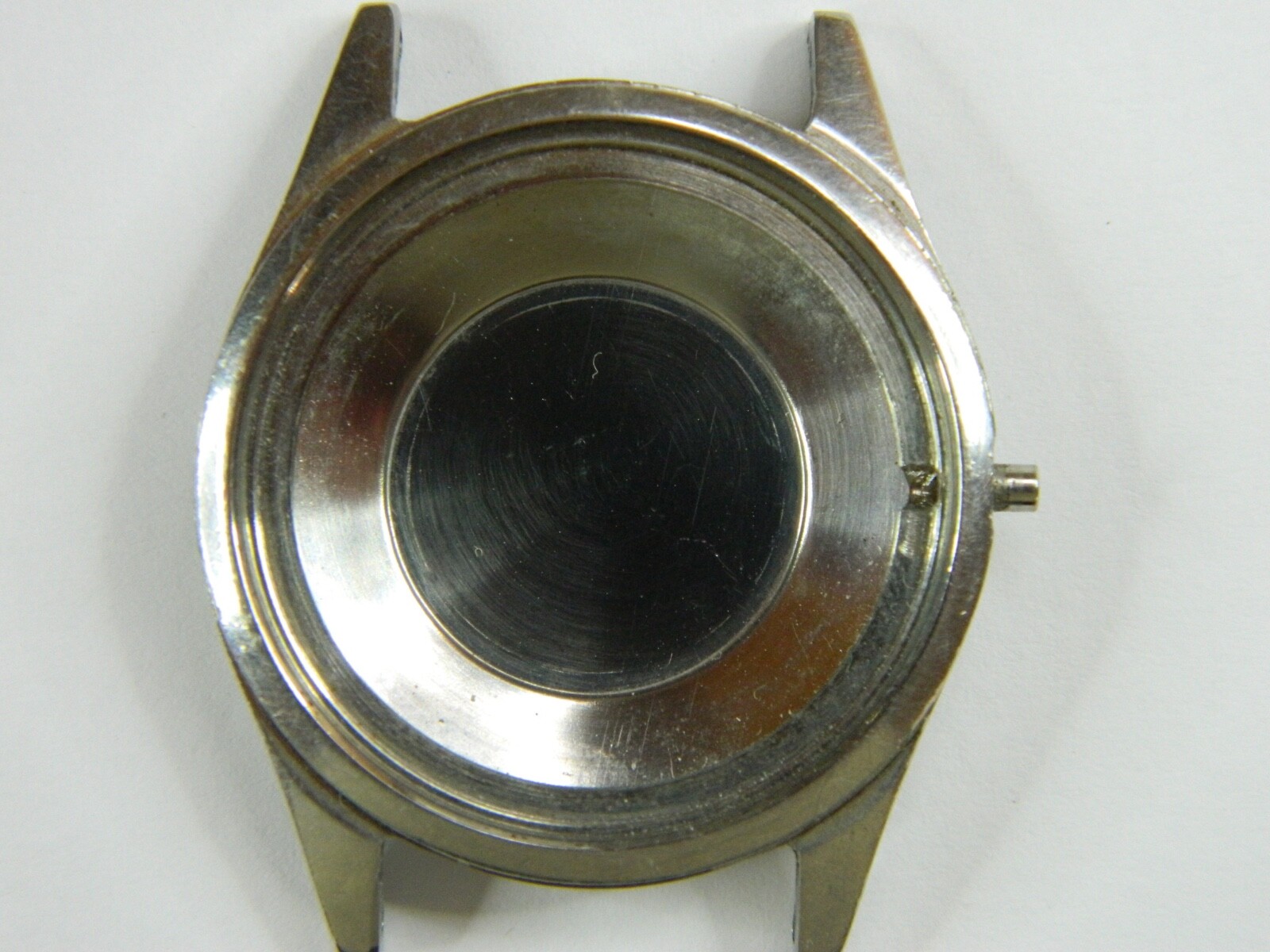 FINE VINTAGE BENRUS ? AUTOMATIC OPEN THRU CRYSTAL STAINLESS STEEL WATCH CASE