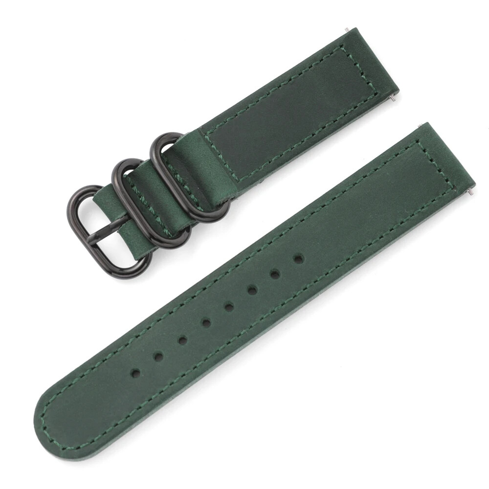 Vintage Genuine Leather Watch Band 18mm 20mm 22mm Black Loop Buckle Watch Strap