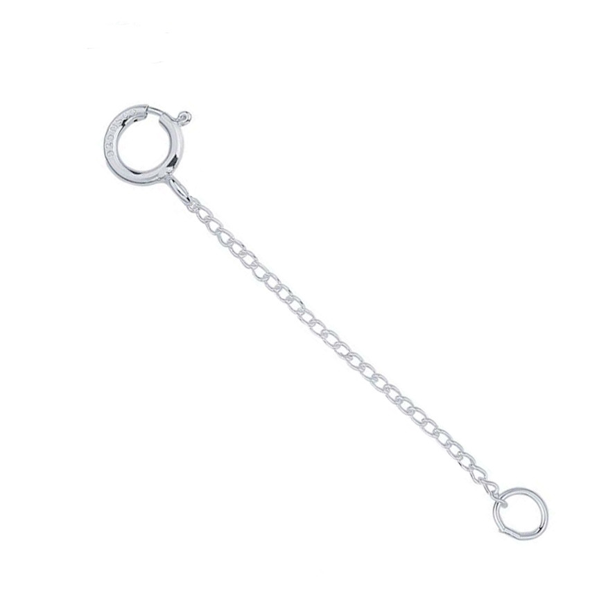 14k Solid White Gold 0.8mm Curb Chain Extender Necklace 1″ to 10″ Light Weight
