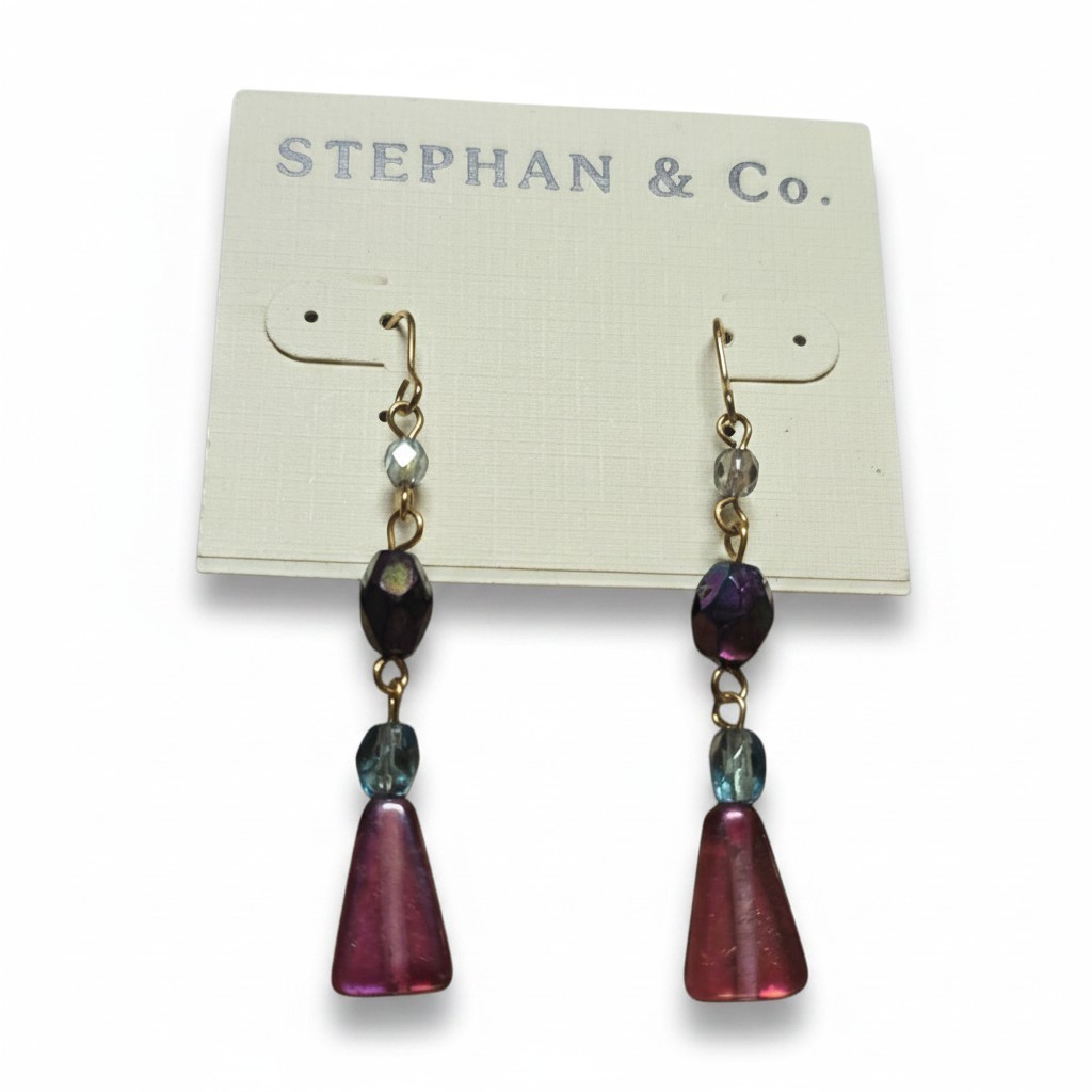 Stephan & Co Women’s Gold Plated Purple Blue Hook Earrings