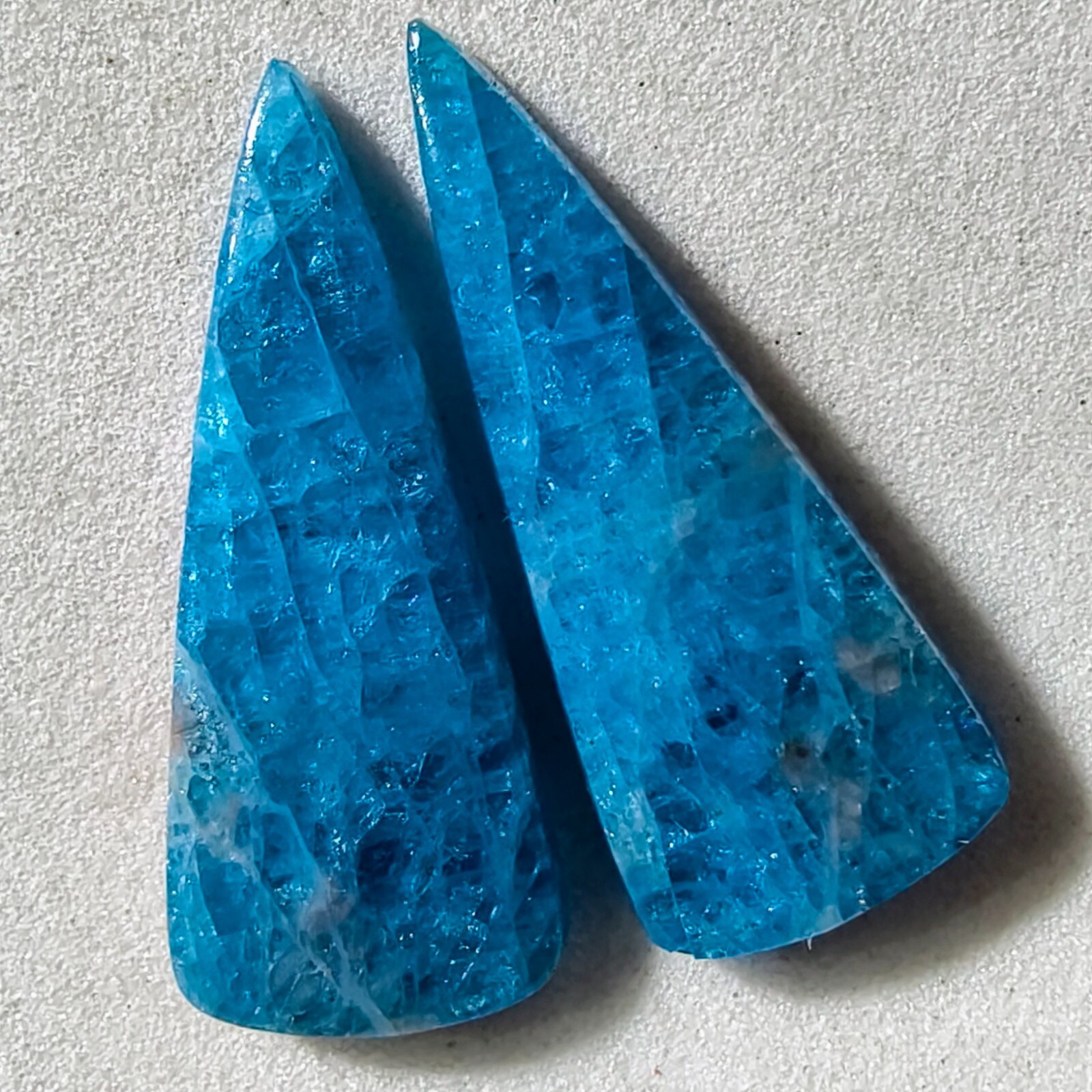 20.50 Cts Natural Blue Apatite Match Pair Cabochon Gemstone 27.2 X 11.4 MM