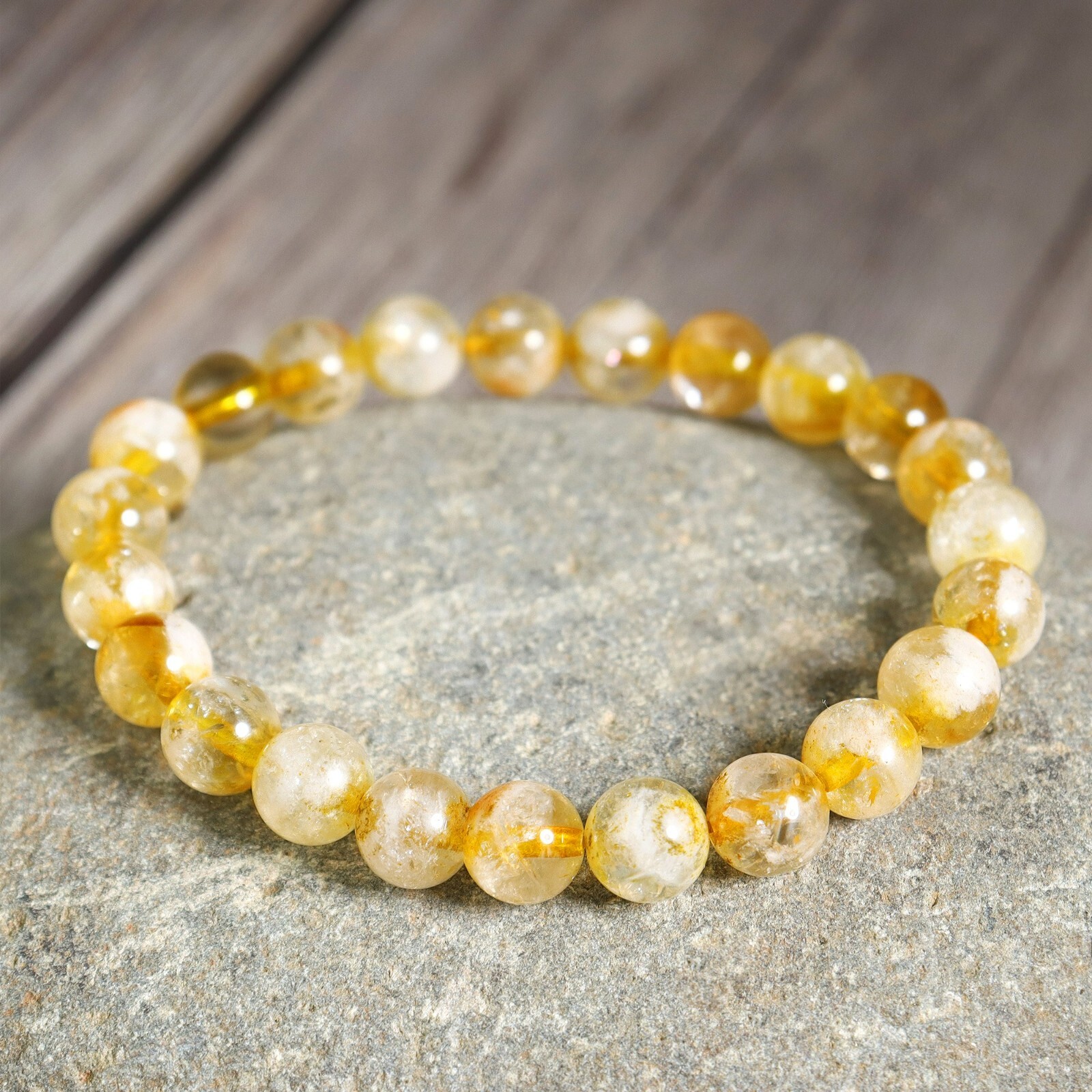 Natural Genuine Citrine 8mm Beads Healing Women Chakra Reiki Crystal Bracelet