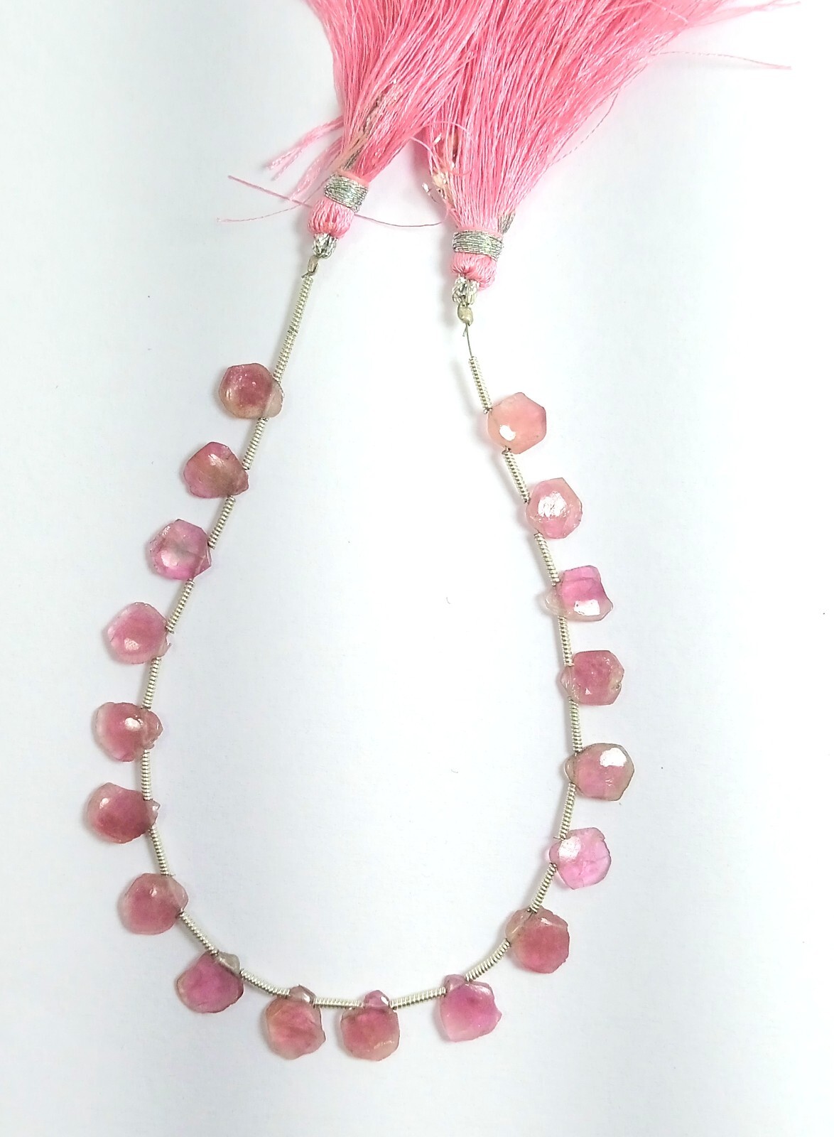 24 Ct 6×8-7×8.5 MM Natural Pink Color Tourmaline Smooth Slice 8 Inch Necklace