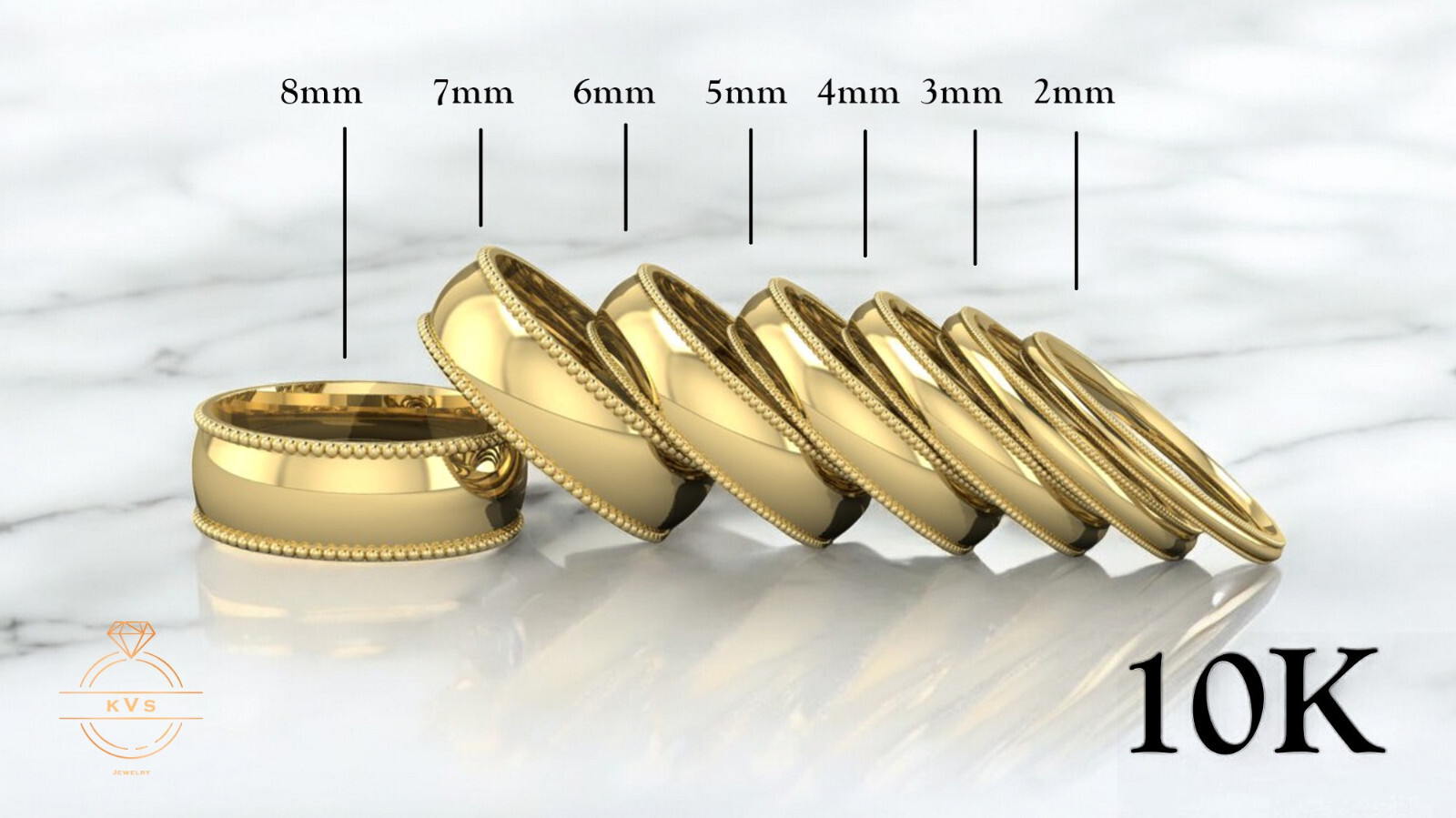 10K Yellow Gold Milgrain Edge Wedding Band Ring Comfort Fit Solid Gold Polished