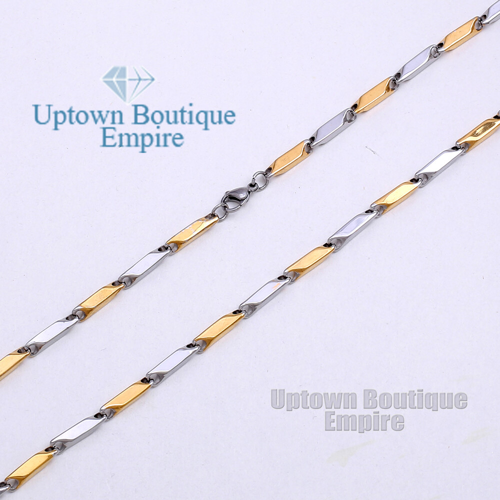 18-36″ Gold/Silver Men’s Stainless Steel Arrow Bullet Stick Necklace Chain Link