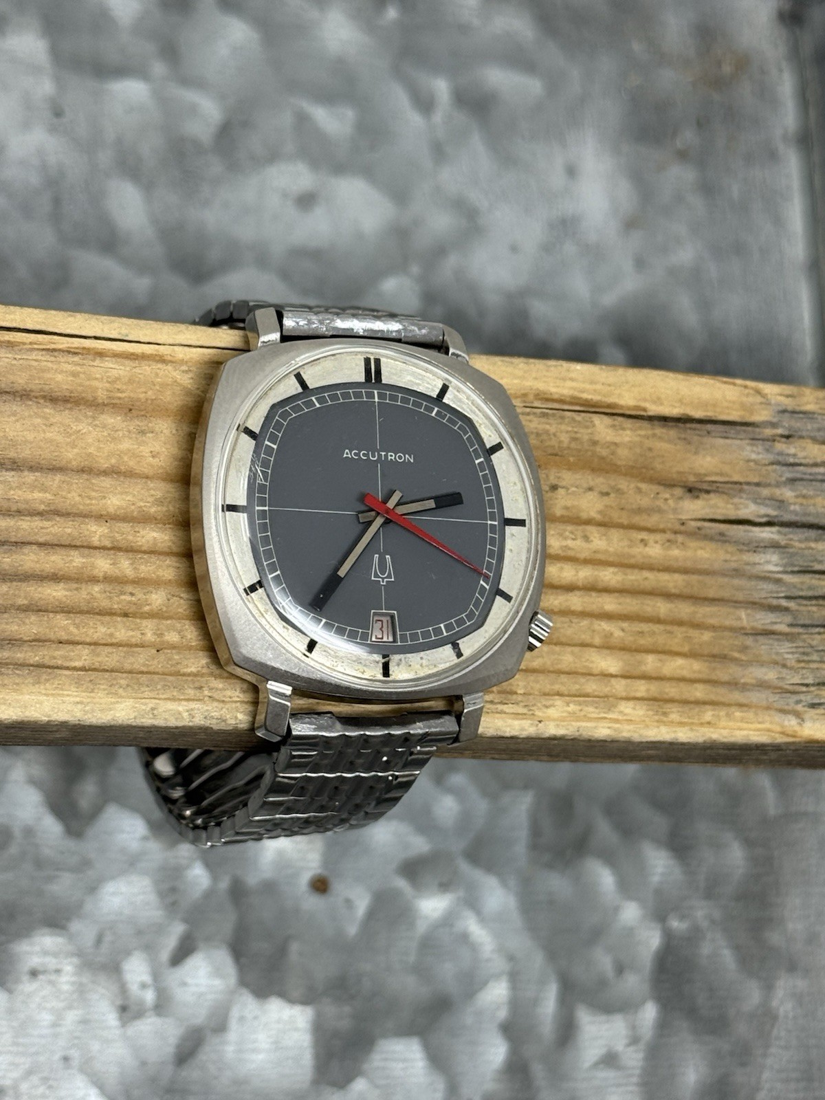 1972 BULOVA ACCUTRON CK 2181 Tuning Fork Watch, Serviced, Clean, Foster Band