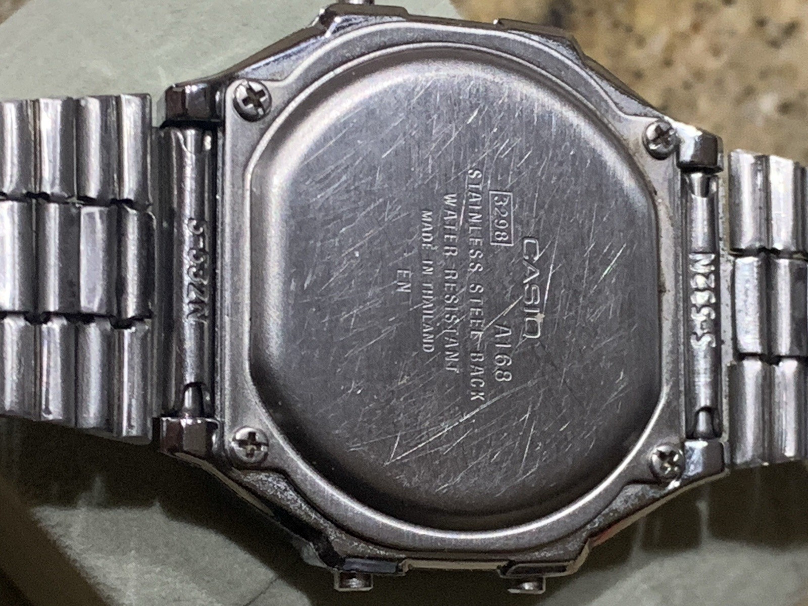 Casio A168 Illuminator Digital Watch Mens 36mm Silver Tone