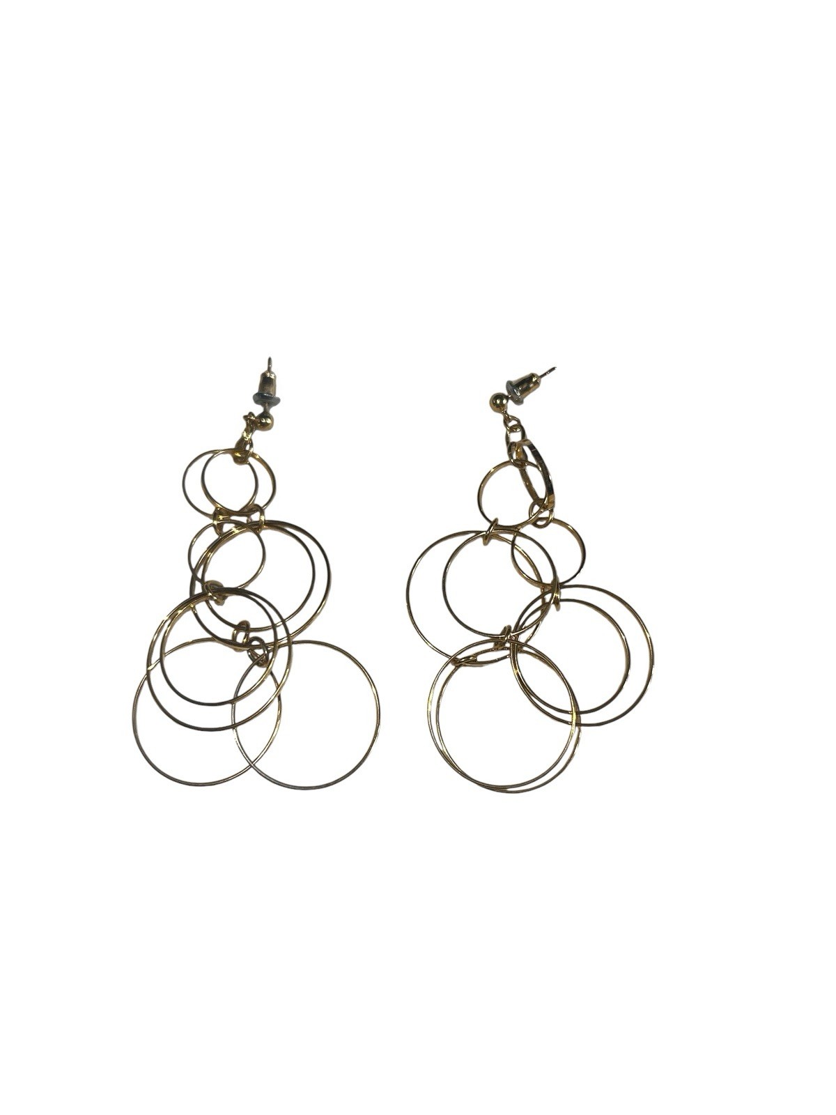 Lot Set Of 4 Goldtone Dangle Statement Earrings