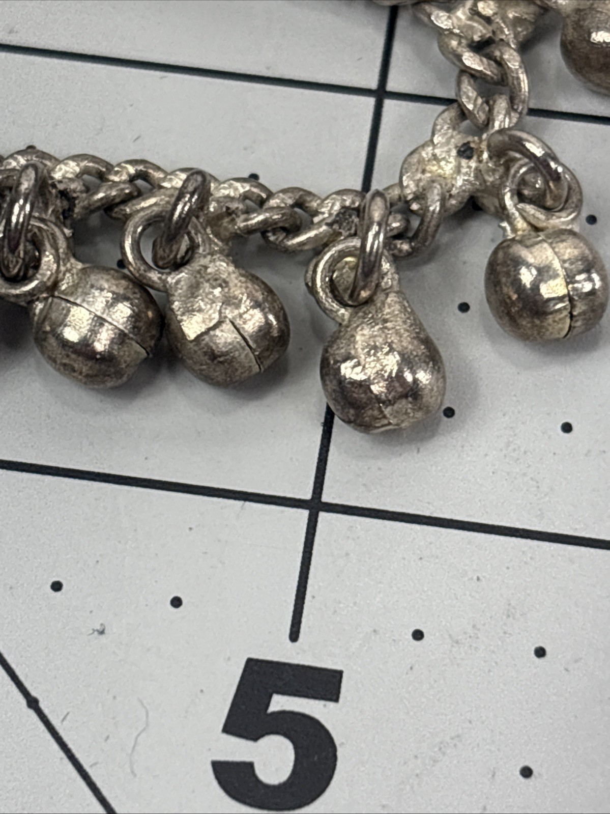 Silver Tone Jingle Bell Charm Adj 9.75-11.5″ Vintage Anklet Boho Belly Dancer