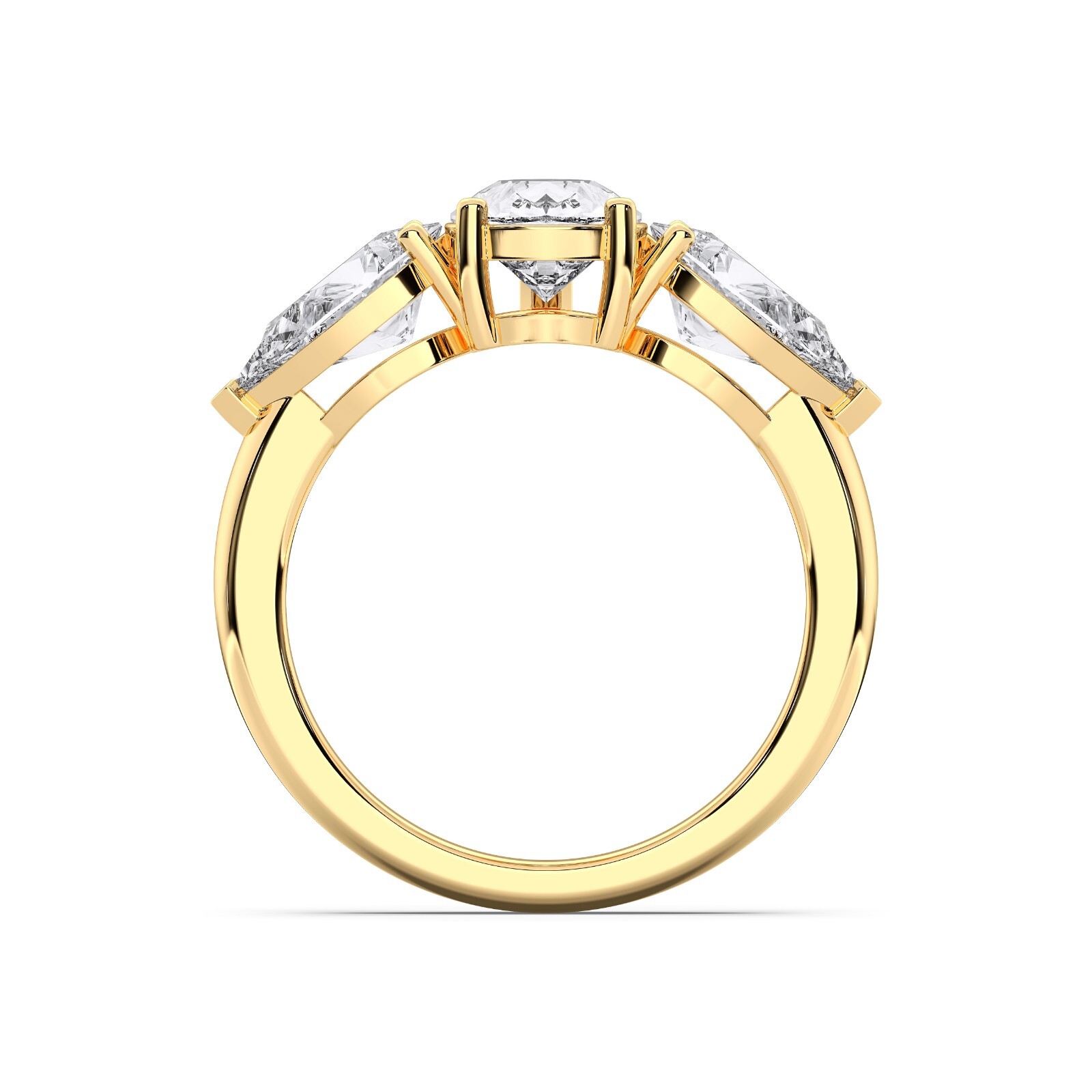 3.40 Ct Pear Cut Moissanite 3 Stone Prong Set Engagement Ring in Silver For Her