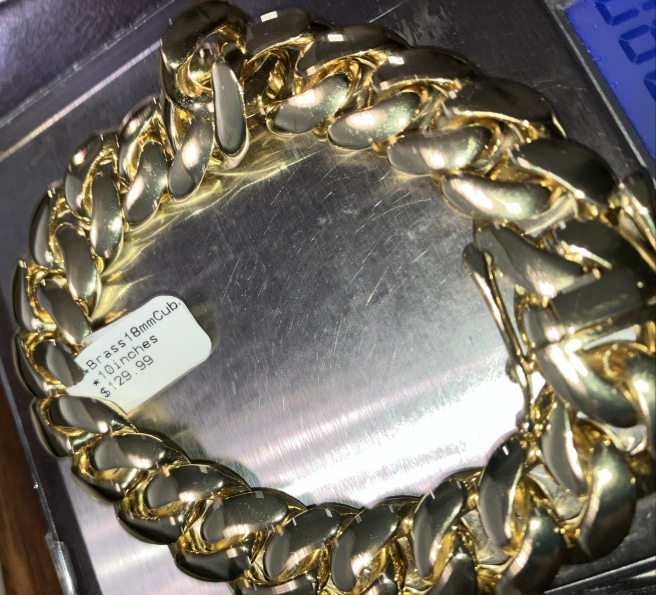Gold-Plated Base metal Brass Jumbo Bracelet 18mm 10 Inches 129 Grams