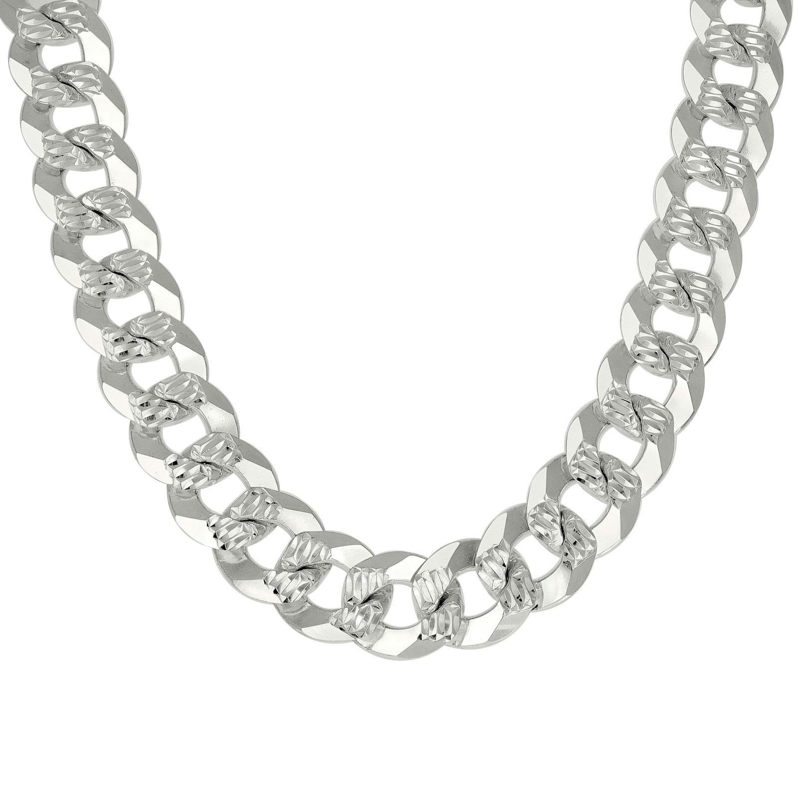 925 Sterling Silver Diamond Cut 16mm Solid Super Flat Curb Chain | 20″ to 26″