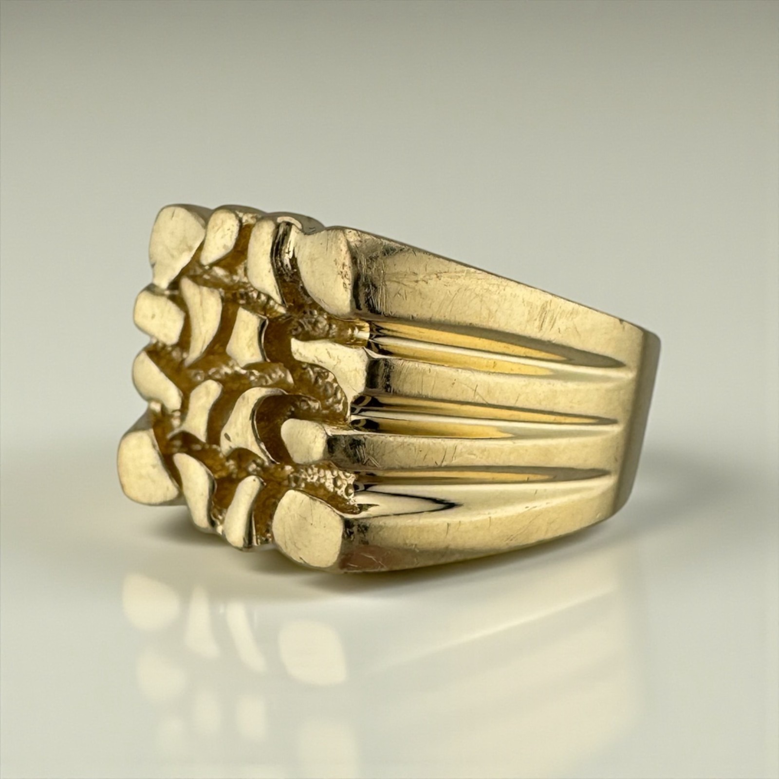 Vintage 14K Yellow Gold Nugget Ring 7.8g Size 9 13.55mm Wide