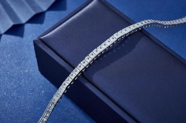 45 ct Lab Created Princess Cut Diamond 14K White Gold Plated 4mm Tennis Necklace