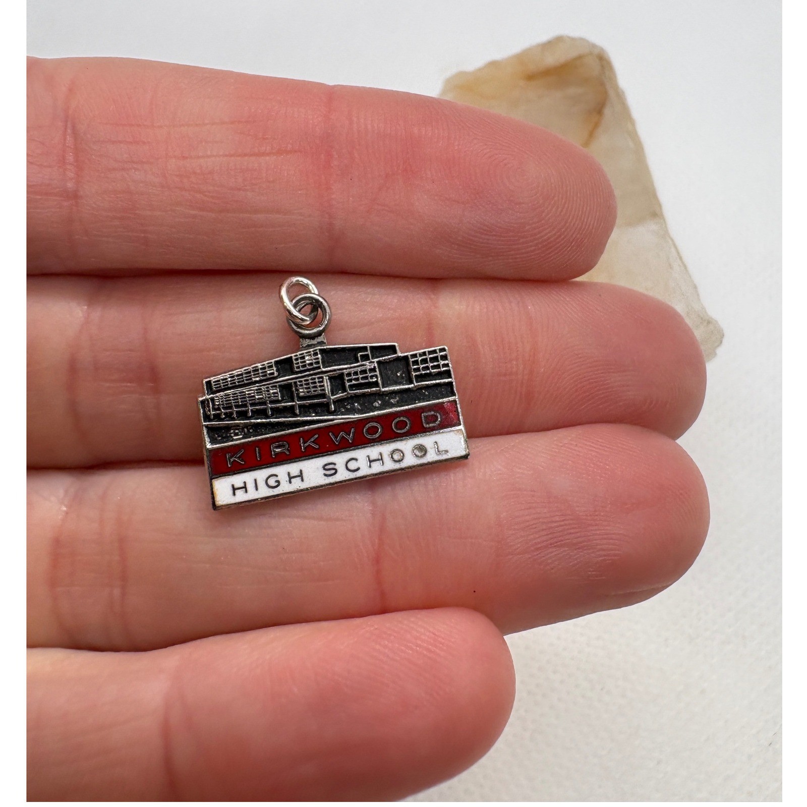 Vintage Kinney Sterling Silver Kirkwood High School Enamel Charm Pendant 2.39g