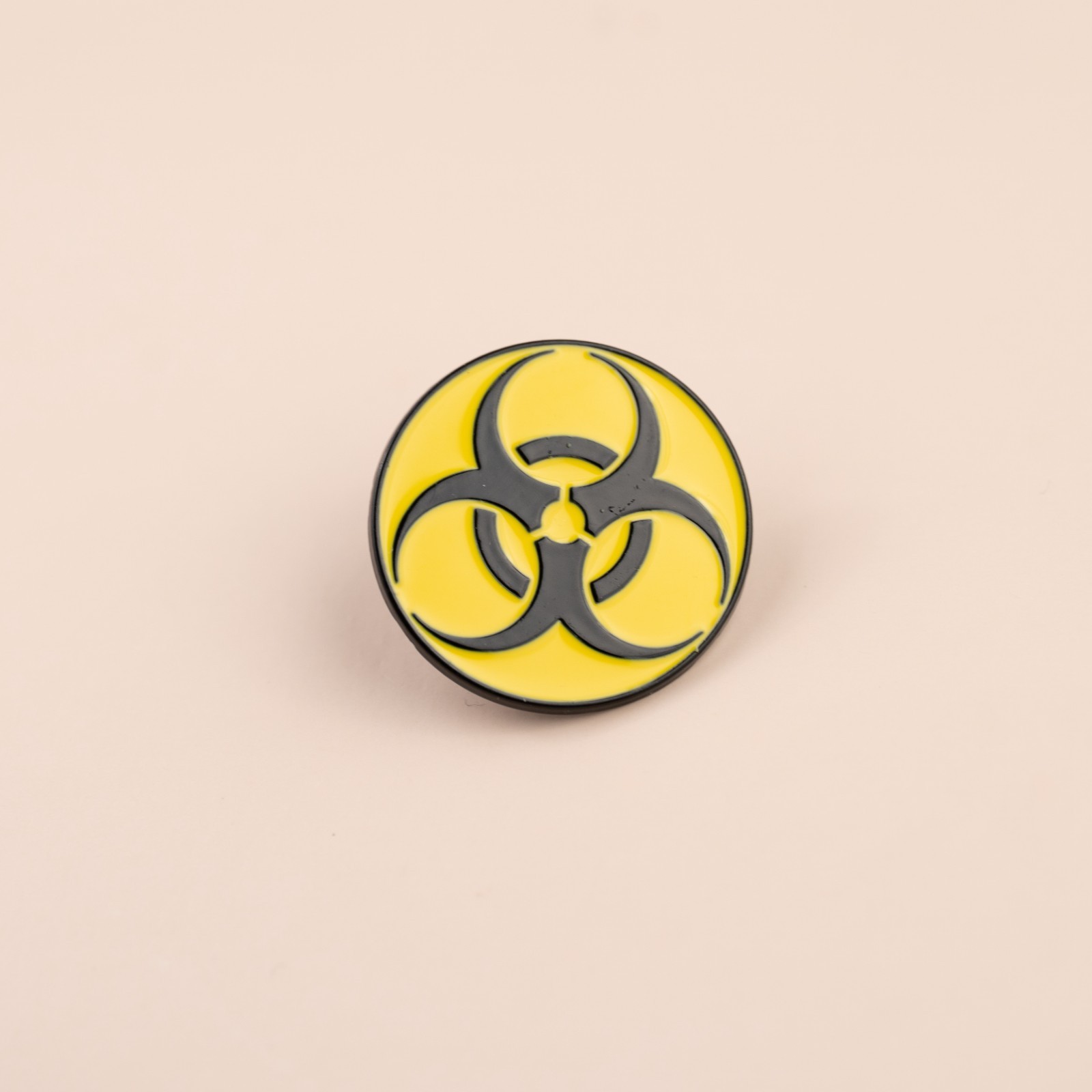 Biohazard Symbol Enamel Pin – Yellow Warning Icon Design Badge