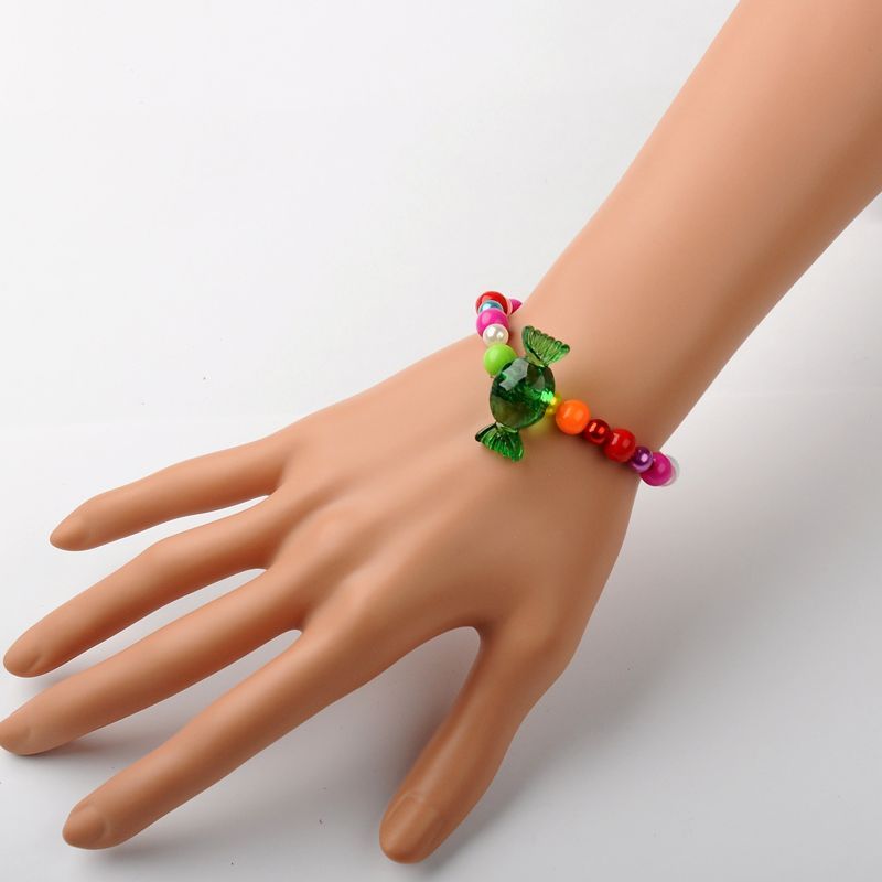 Girl’s Acrylic Stretchy Christmas Necklace & Bracelet Set, choice of 5 colors