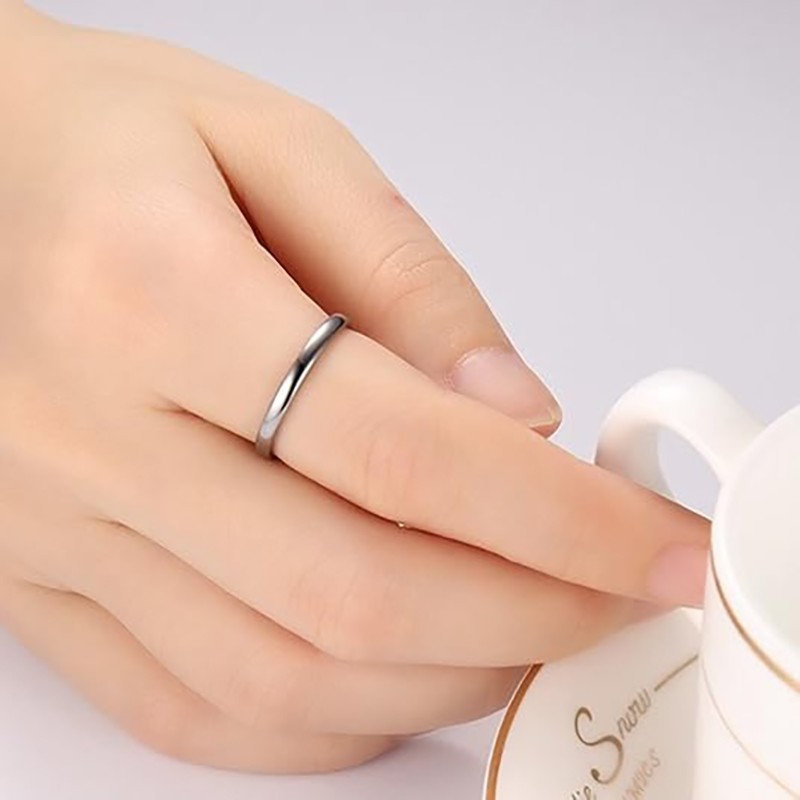 Women Girl 2mm Thin Stackable Ring Stainless Steel Plain Band Gift Size 6-10 USA