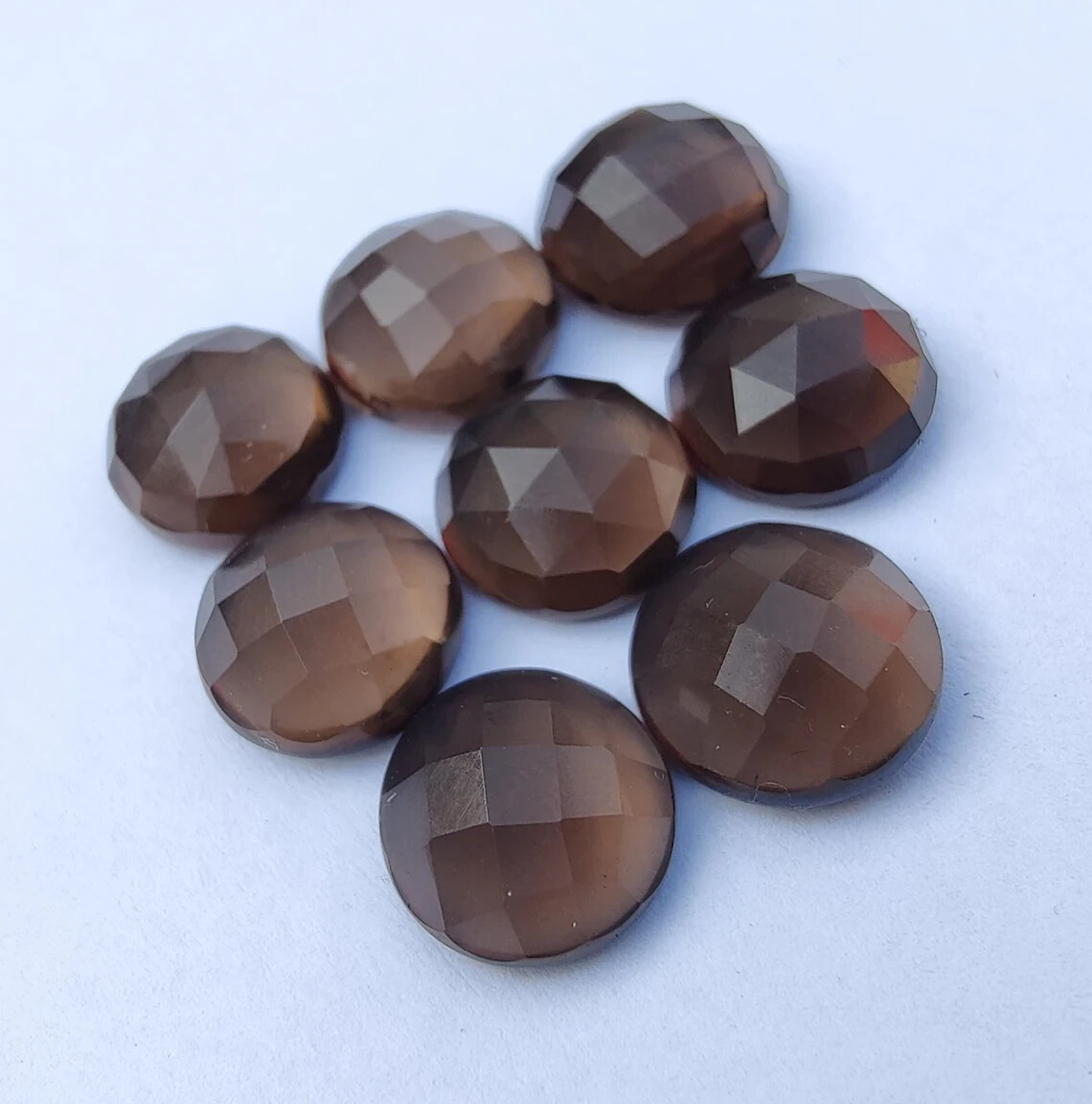 Natural Smoky Quartz Round Rose Cut Gemstone Flate Back 5mm-20mm