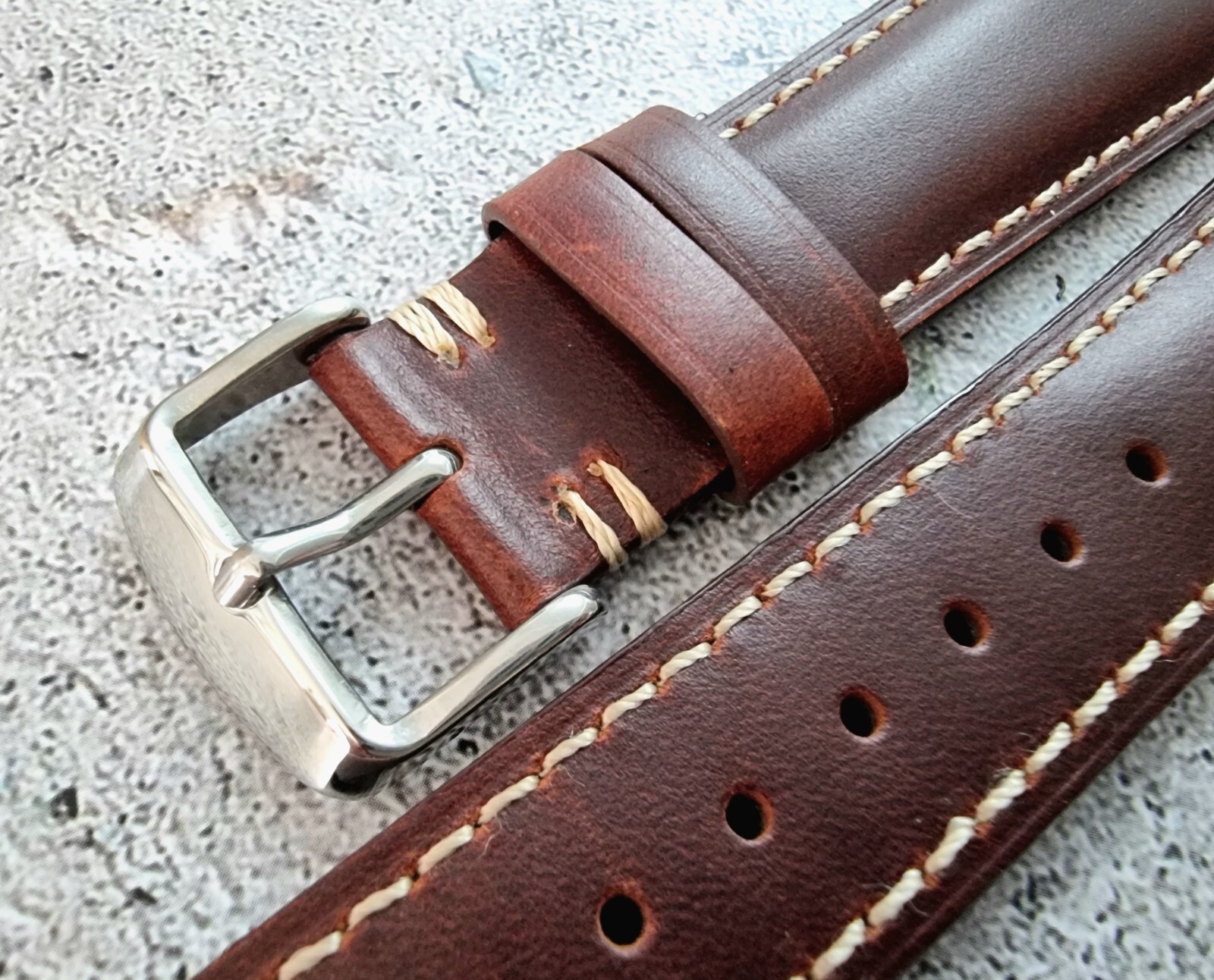 Leather Watch Strap Band Padded Classic 20mm 22mm 24mm Cordovan Retro Vintage UK