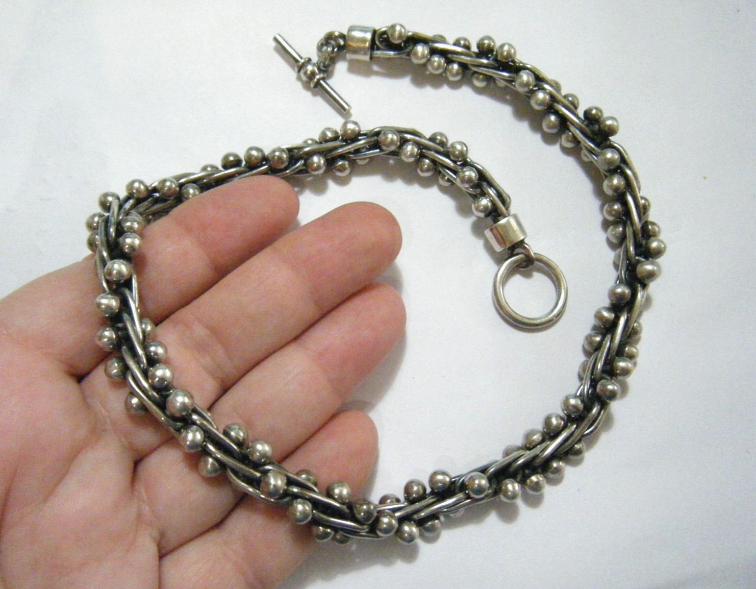 18″ Long Vintage Spratling Design Sterling Silver DNA Peppercorn Necklace 116g