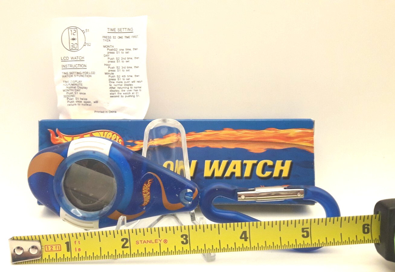 New 2002 Hot Wheels LCD Clip-On Watch Vintage RARE VHTF