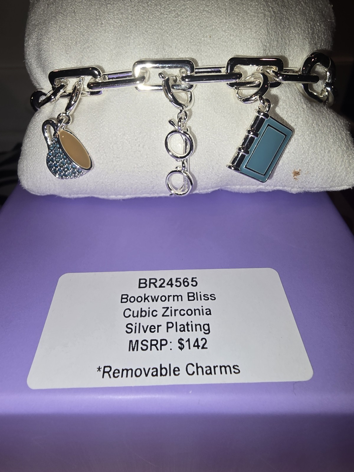 Bomb Party Charmelier Bracelet “Bookworm Bliss” BR24565 Cubic Zirconia / Silver