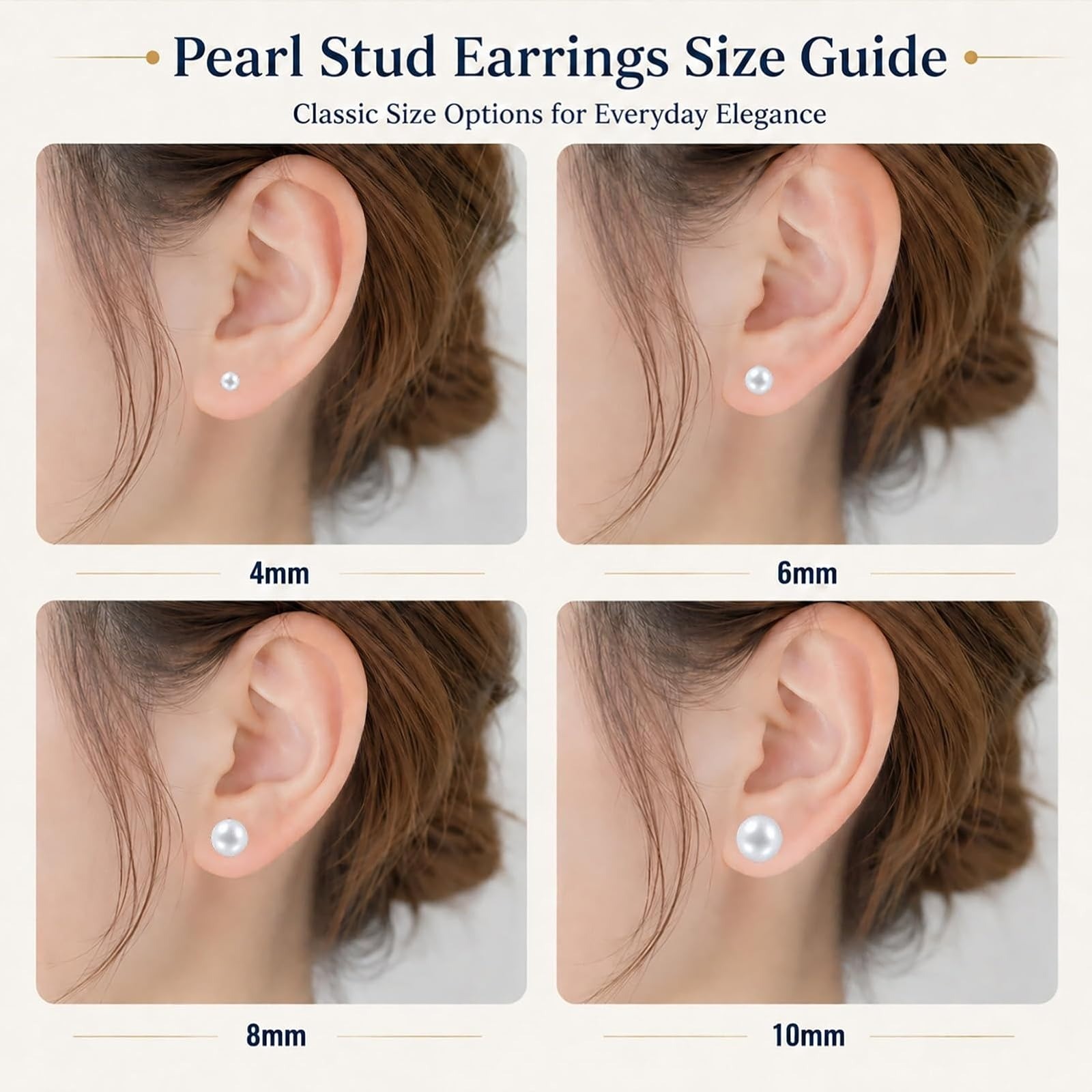 12 Pairs Simulated Pearl Stud Earrings Set Beige White Black MAQLON
